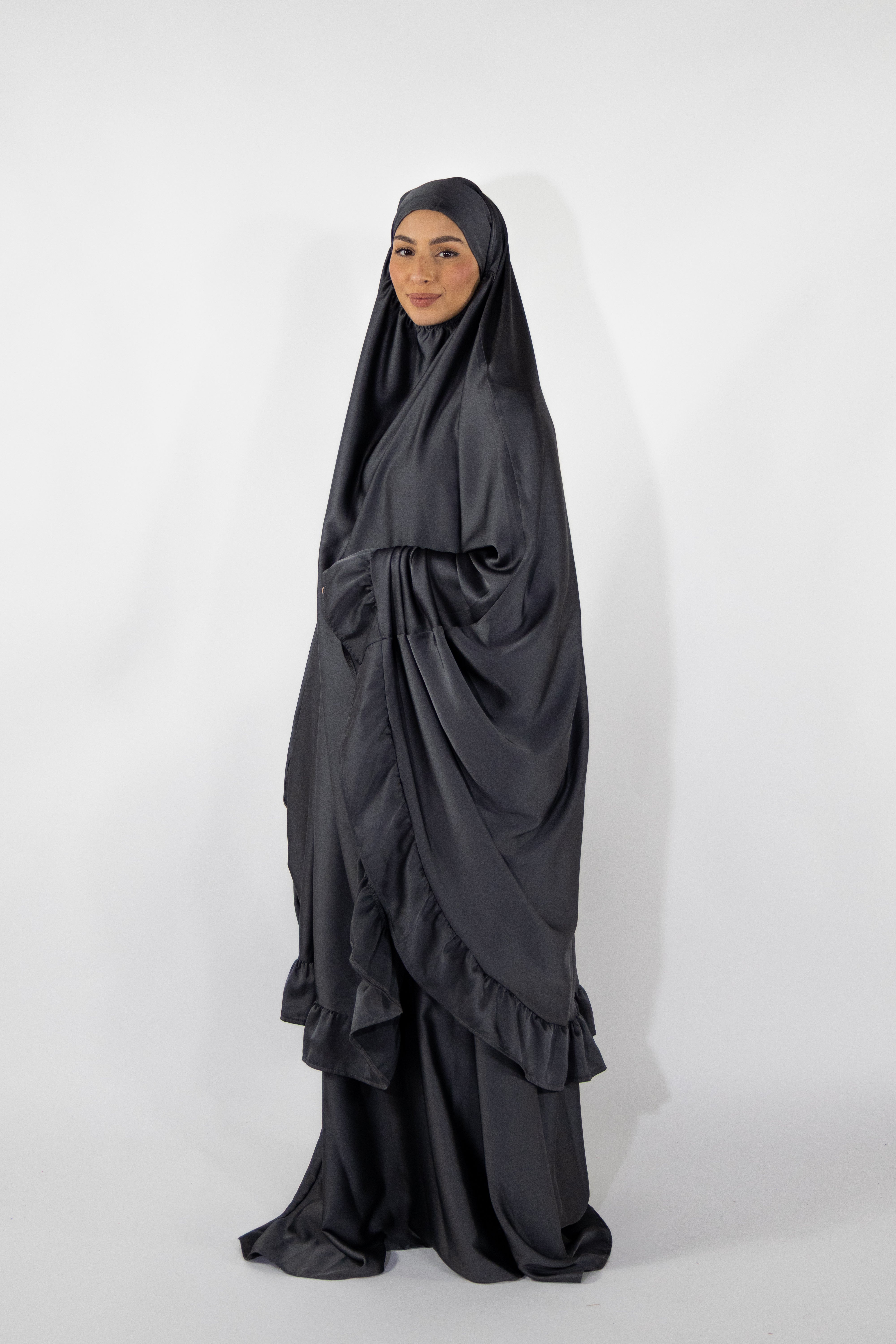 Ensemble de prière satiné - Anthracite