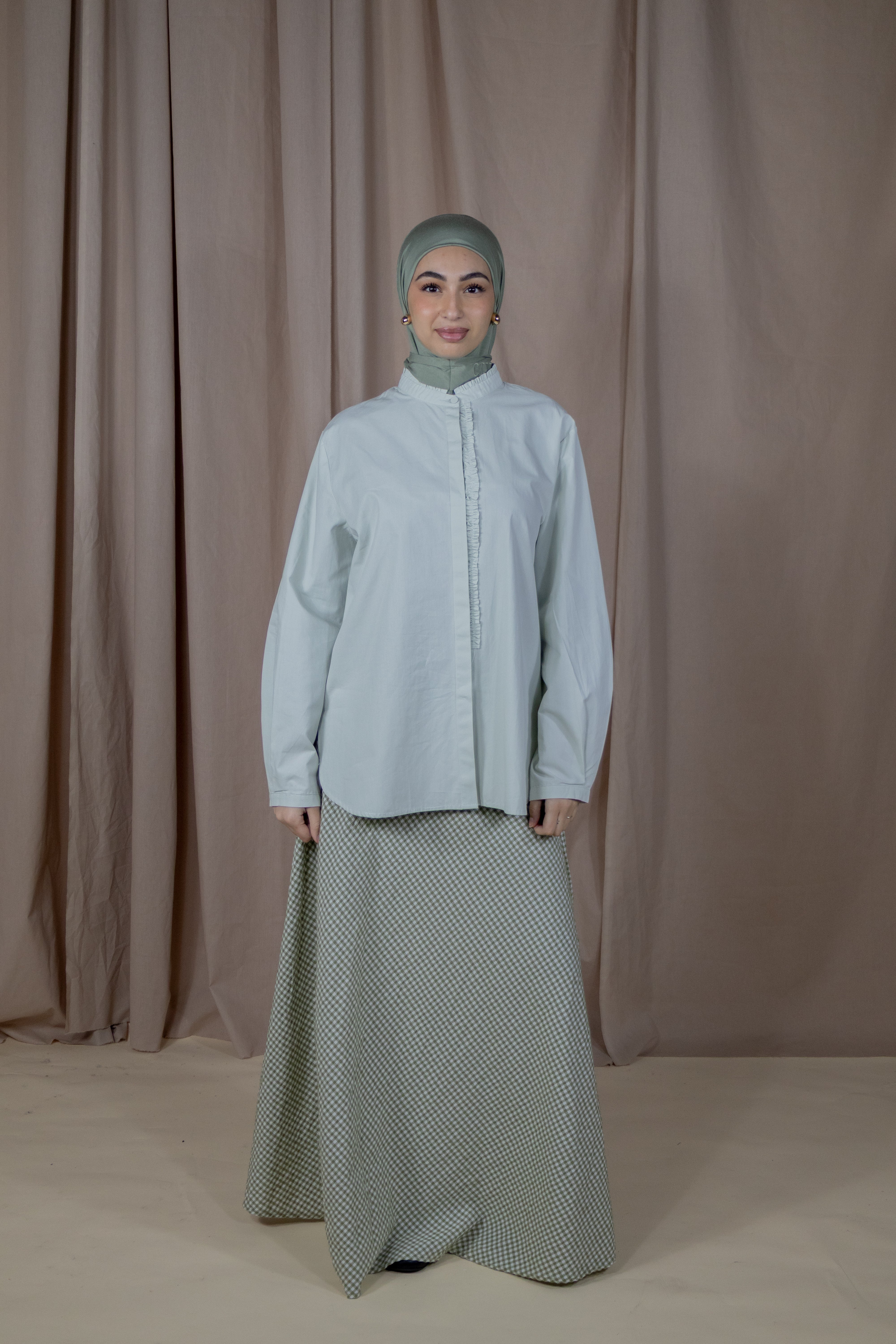 Chemise à volants - Vert d'eau