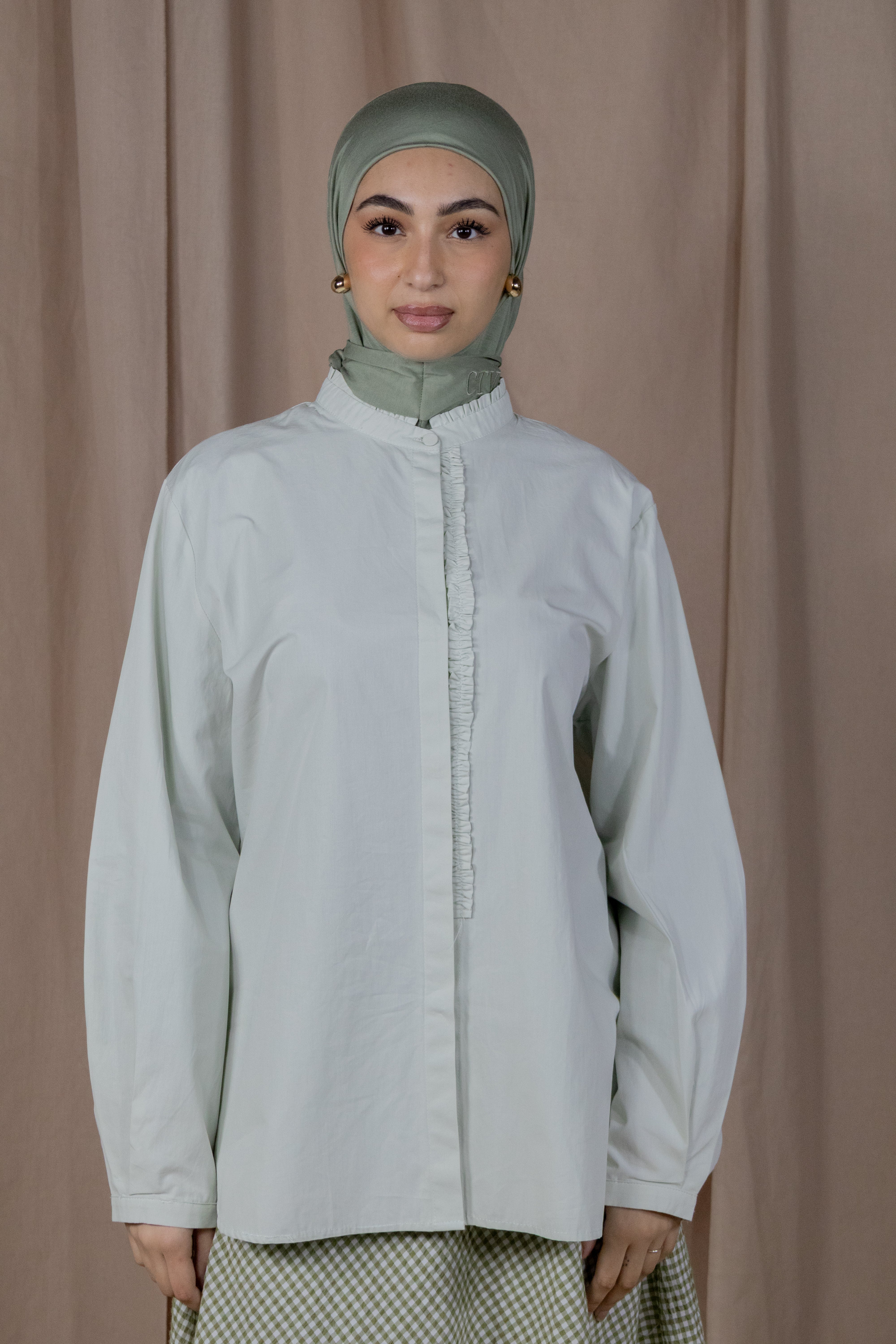 Chemise à volants - Vert d'eau