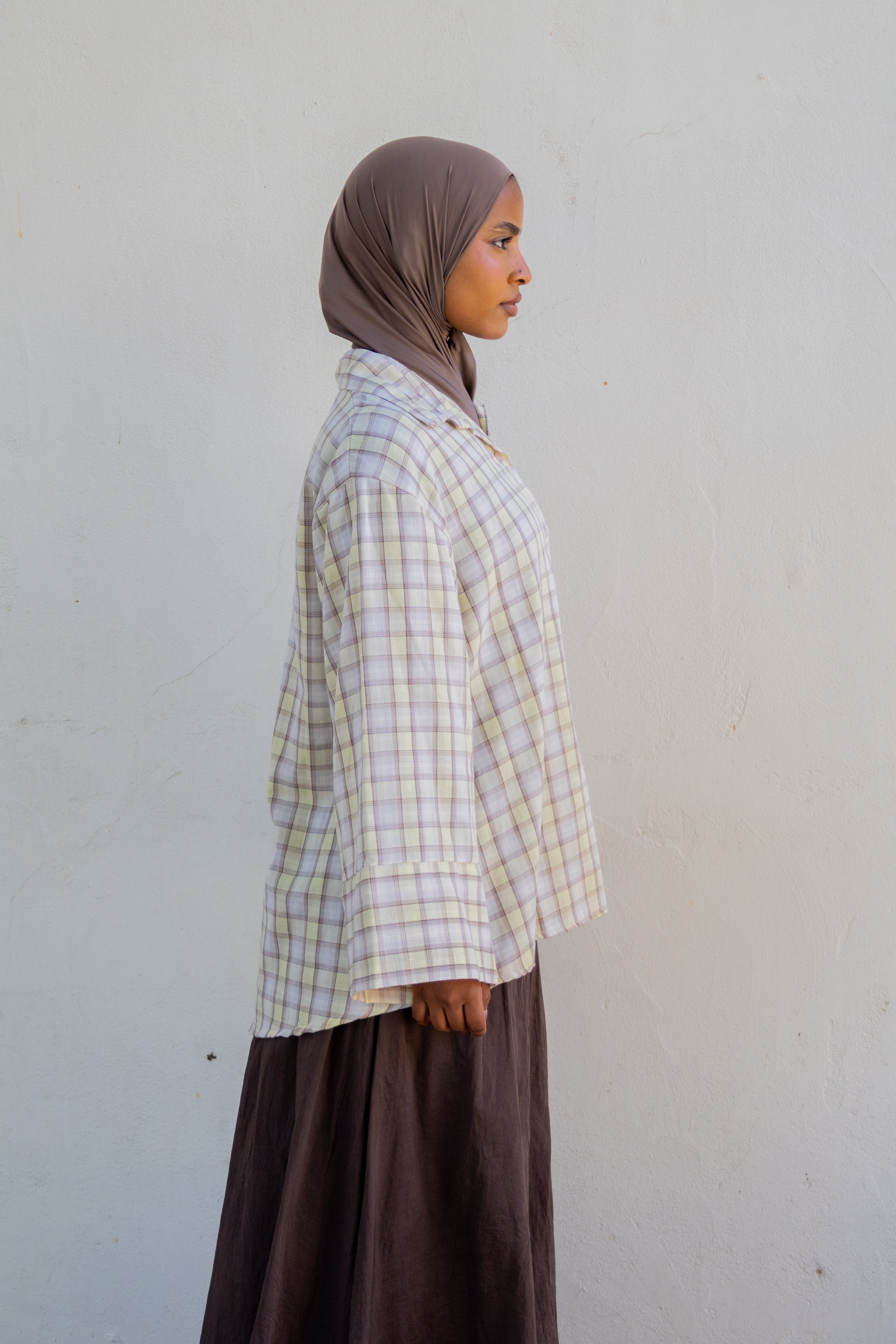Chemise oversize à carreaux - Jaune