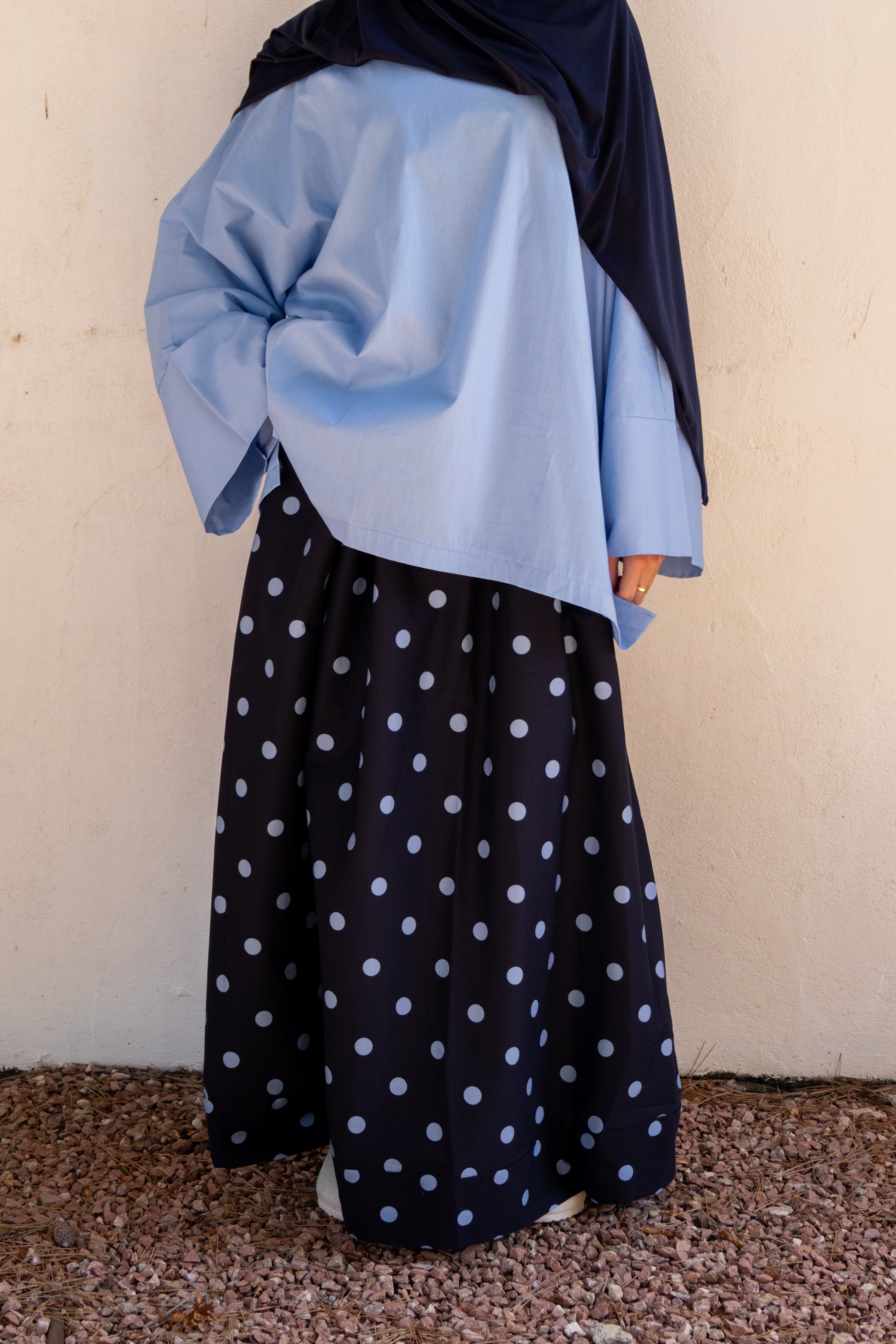 Jupe à pois - Bleu marine