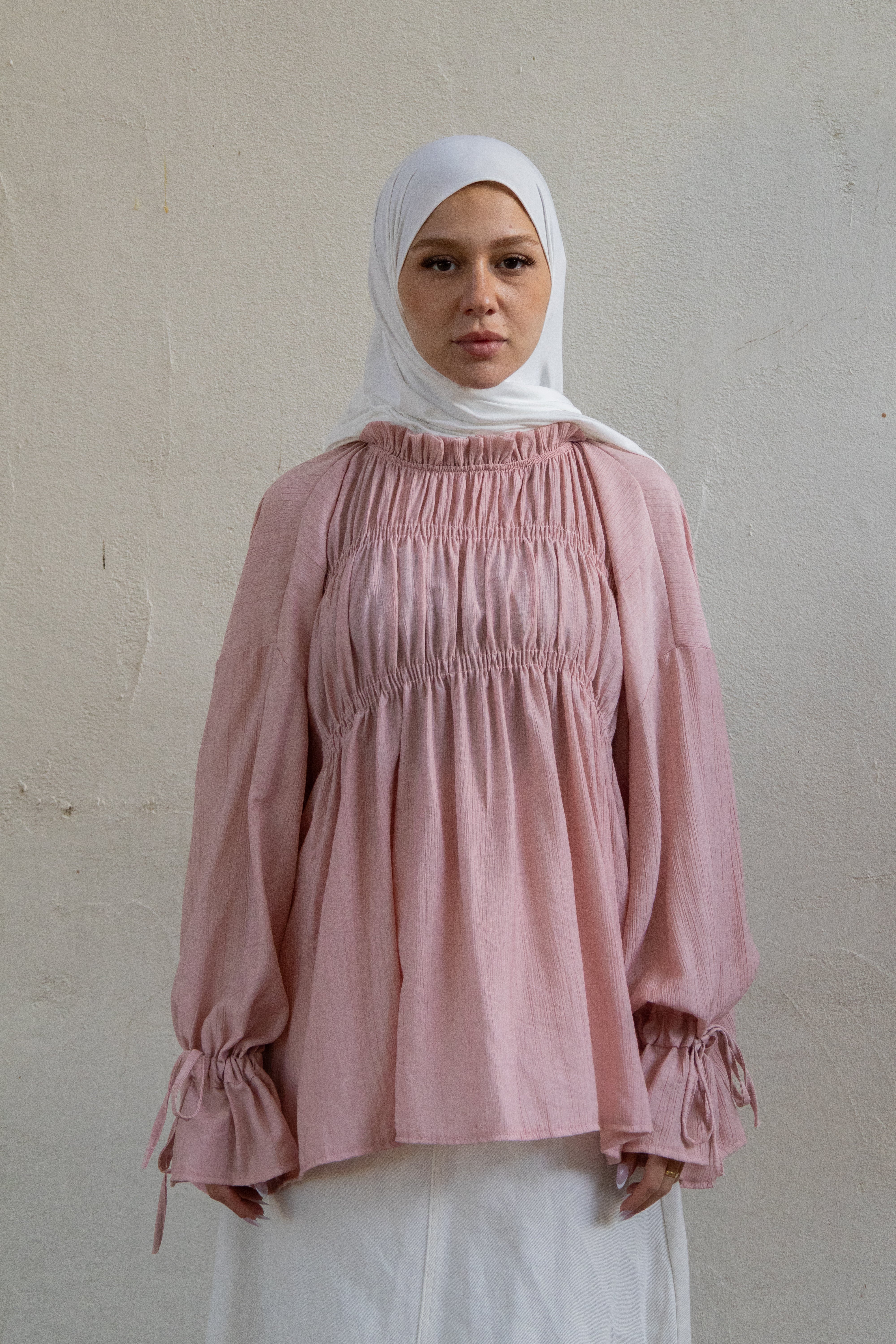 Blouse smokée - Rose