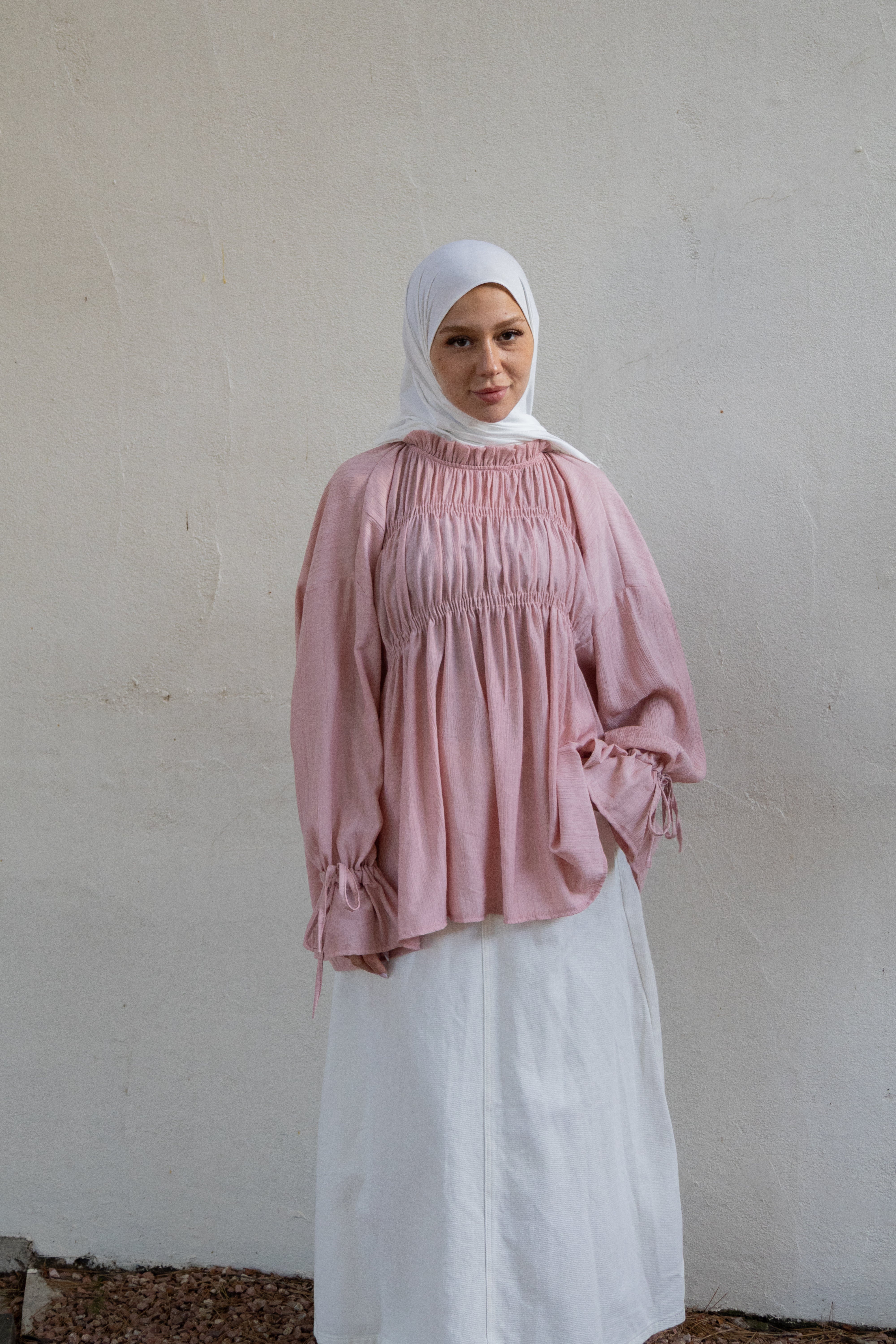 Blouse smokée - Rose
