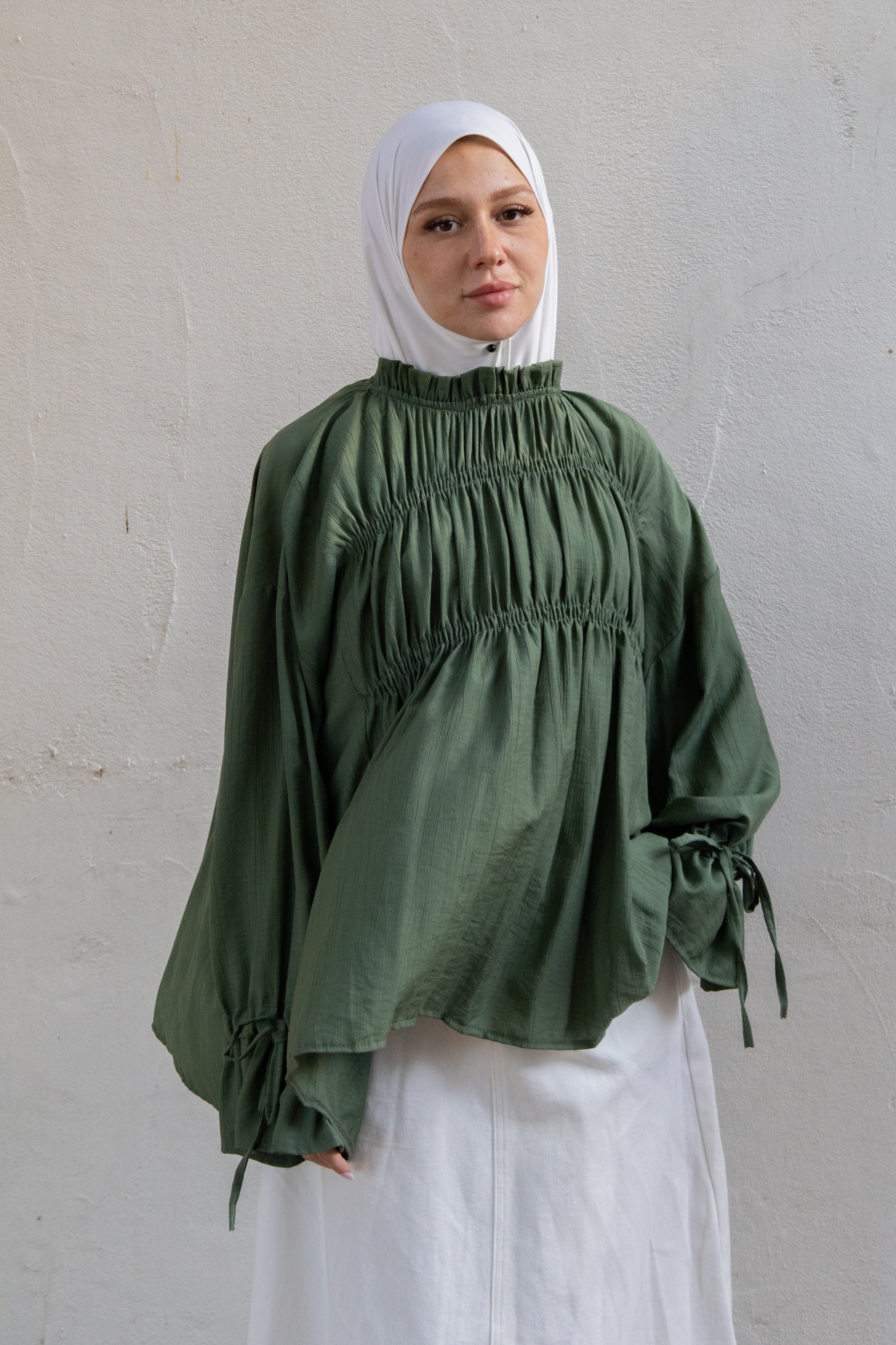 Blouse smokée - Kaki