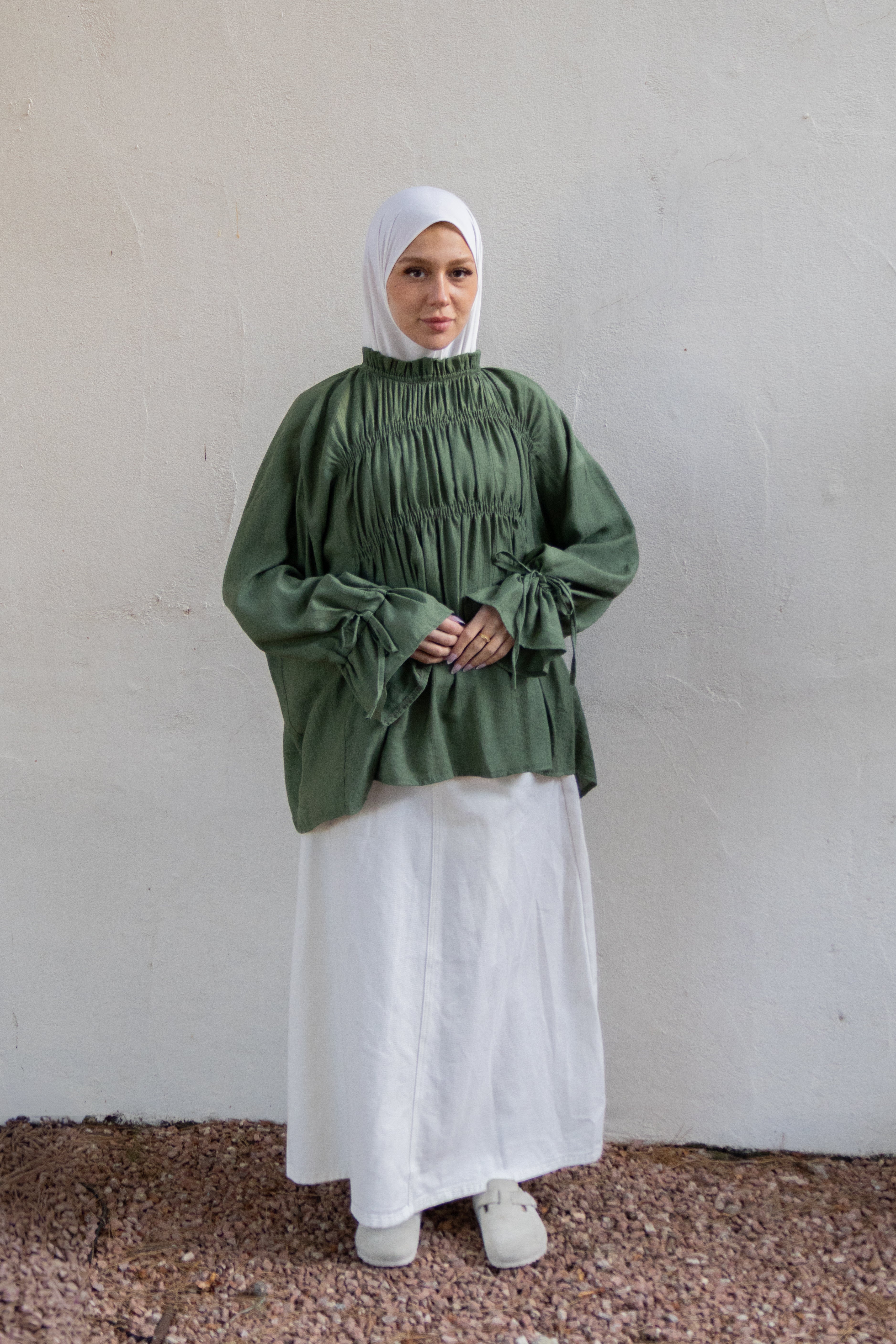 Blouse smokée - Kaki
