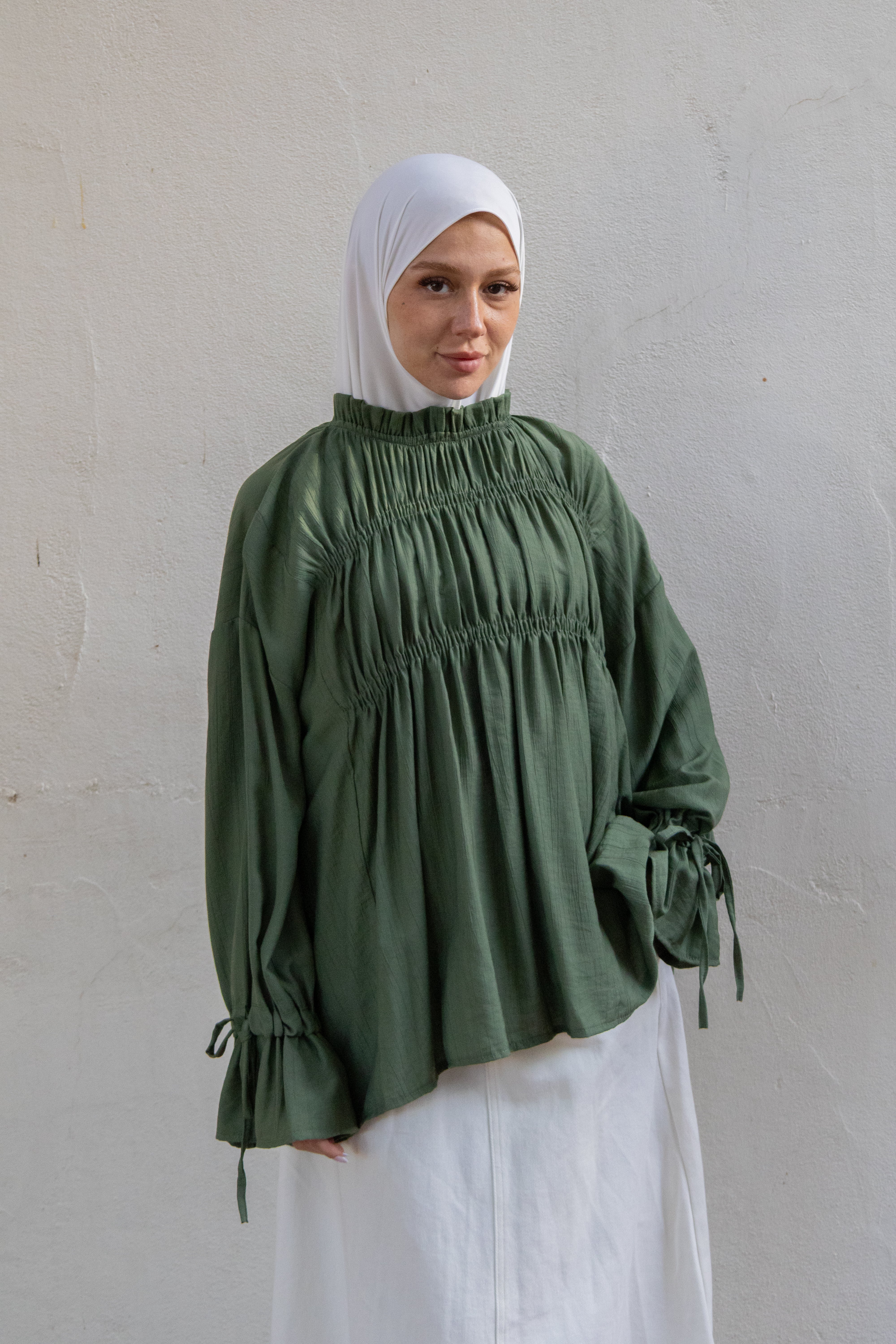 Blouse smokée - Kaki