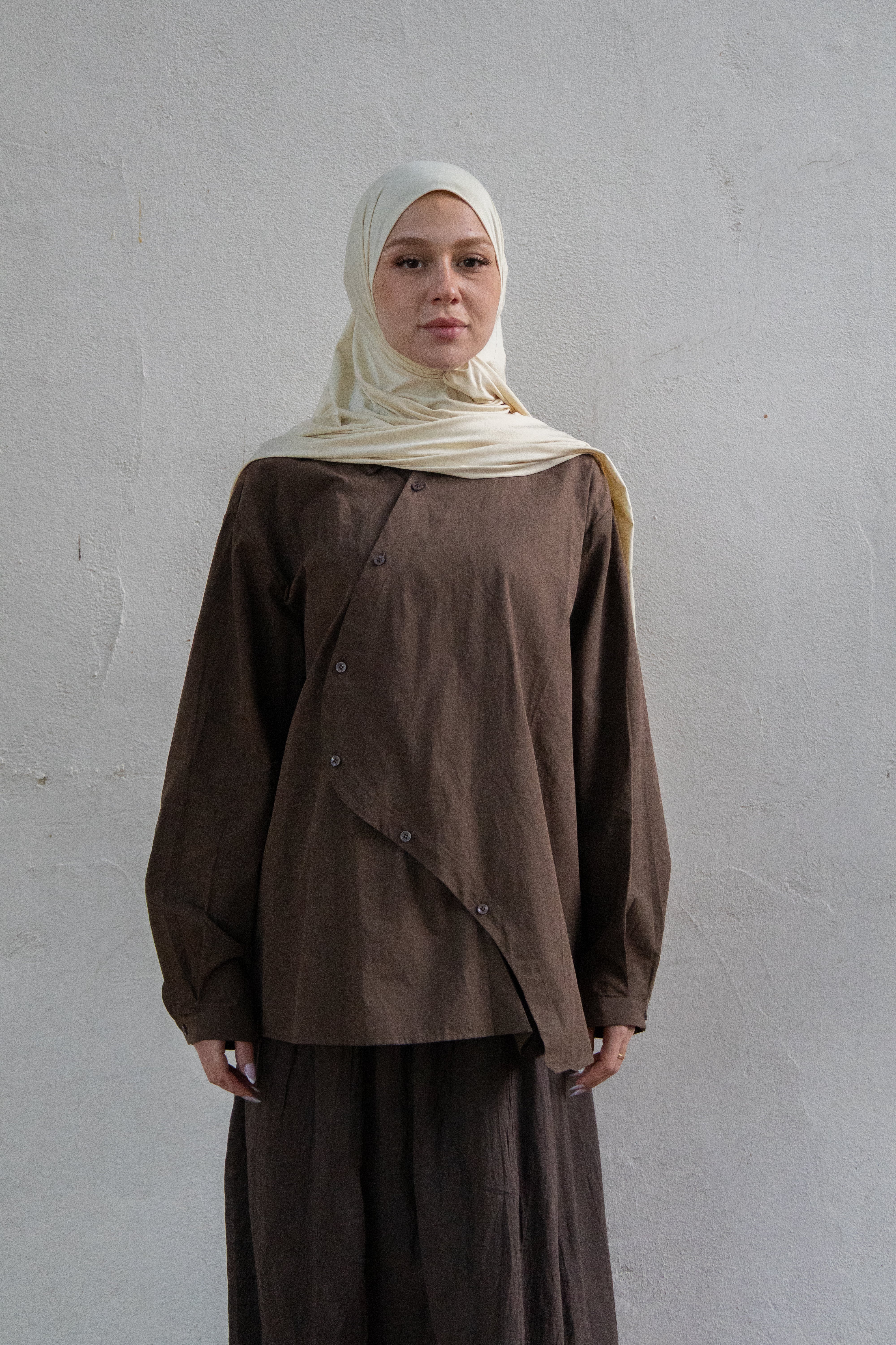 Chemise asymétrique - Marron