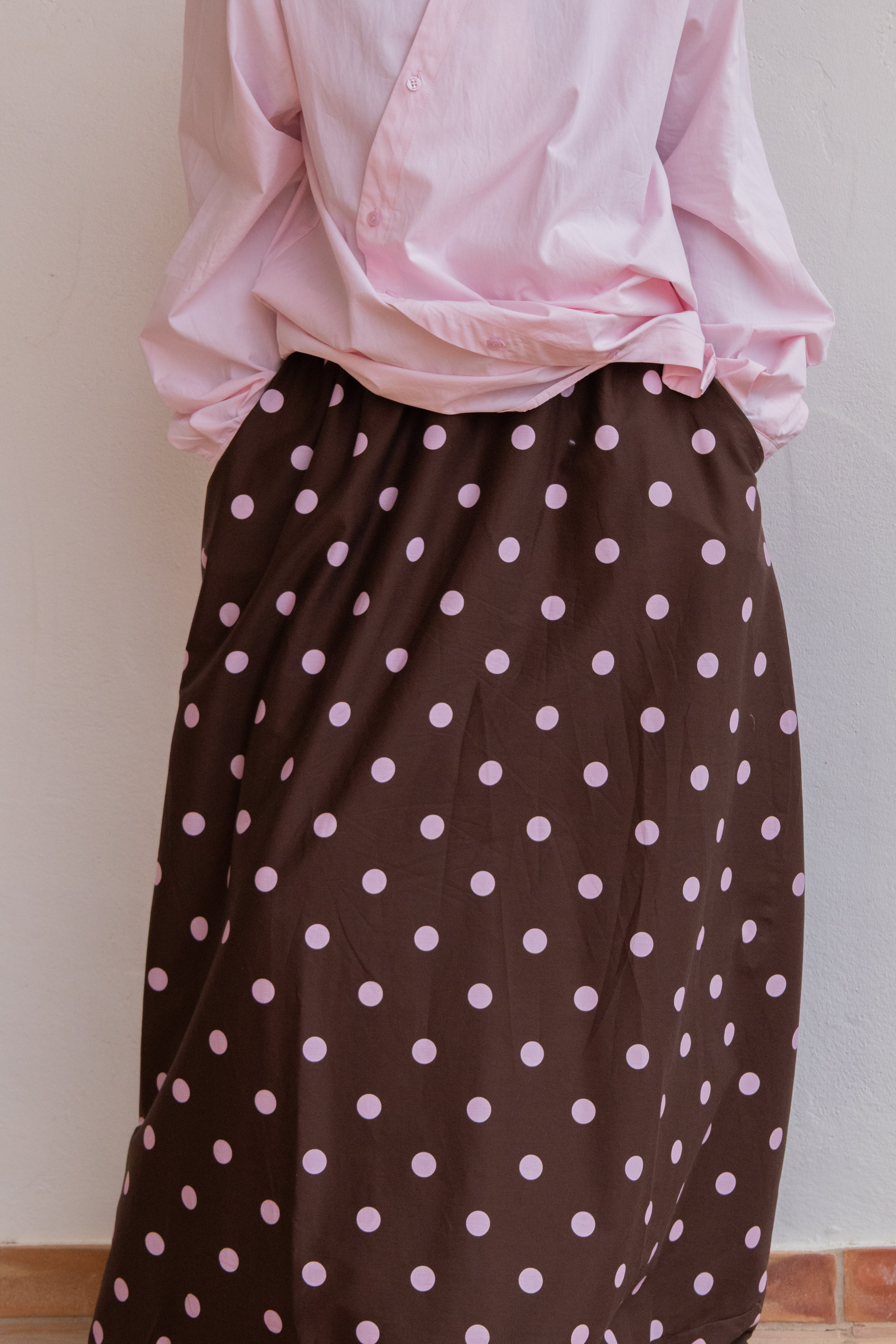Jupe à pois - Marron