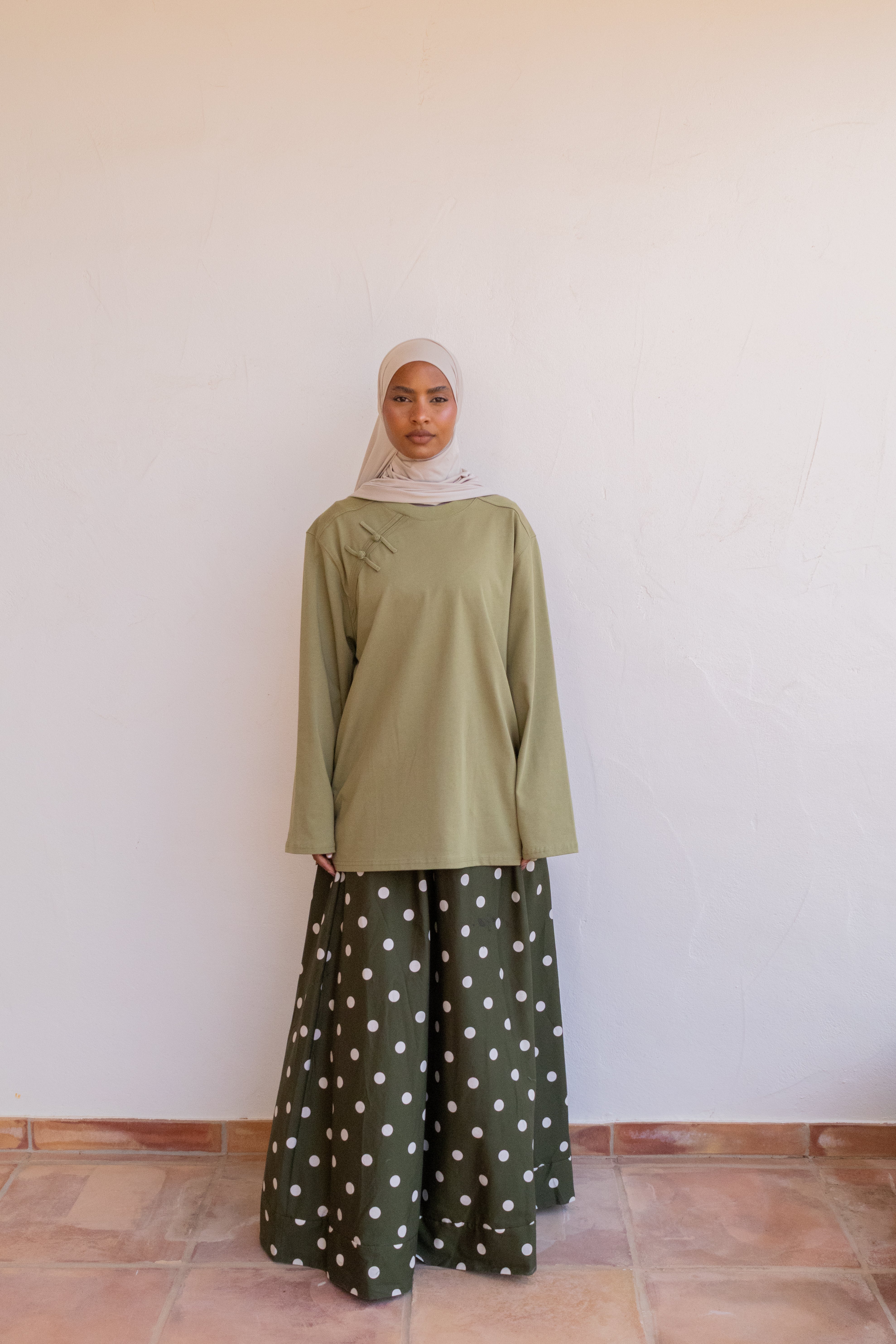 Jupe à pois - Kaki