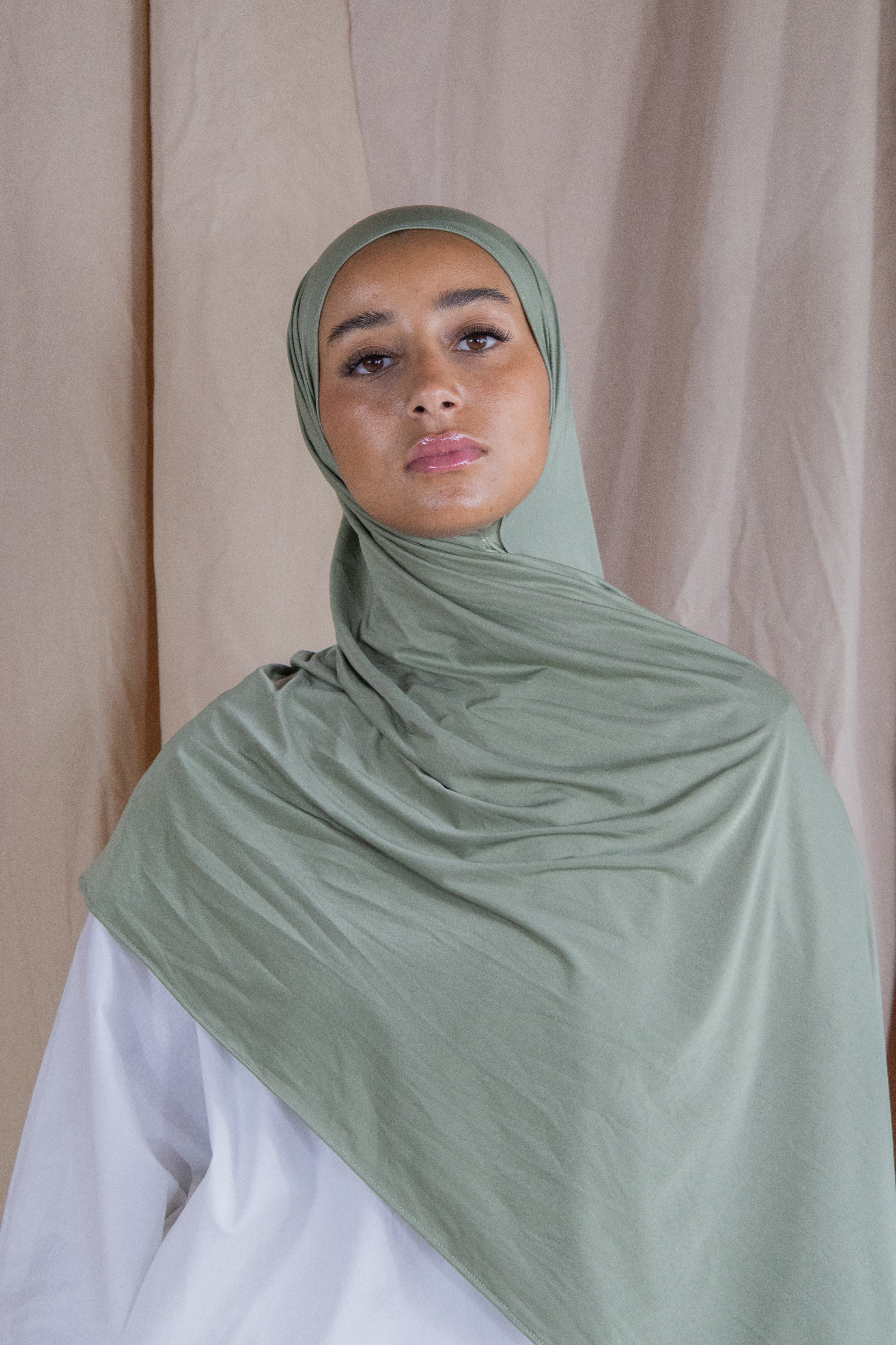 Hijab en jersey fluide - Moss
