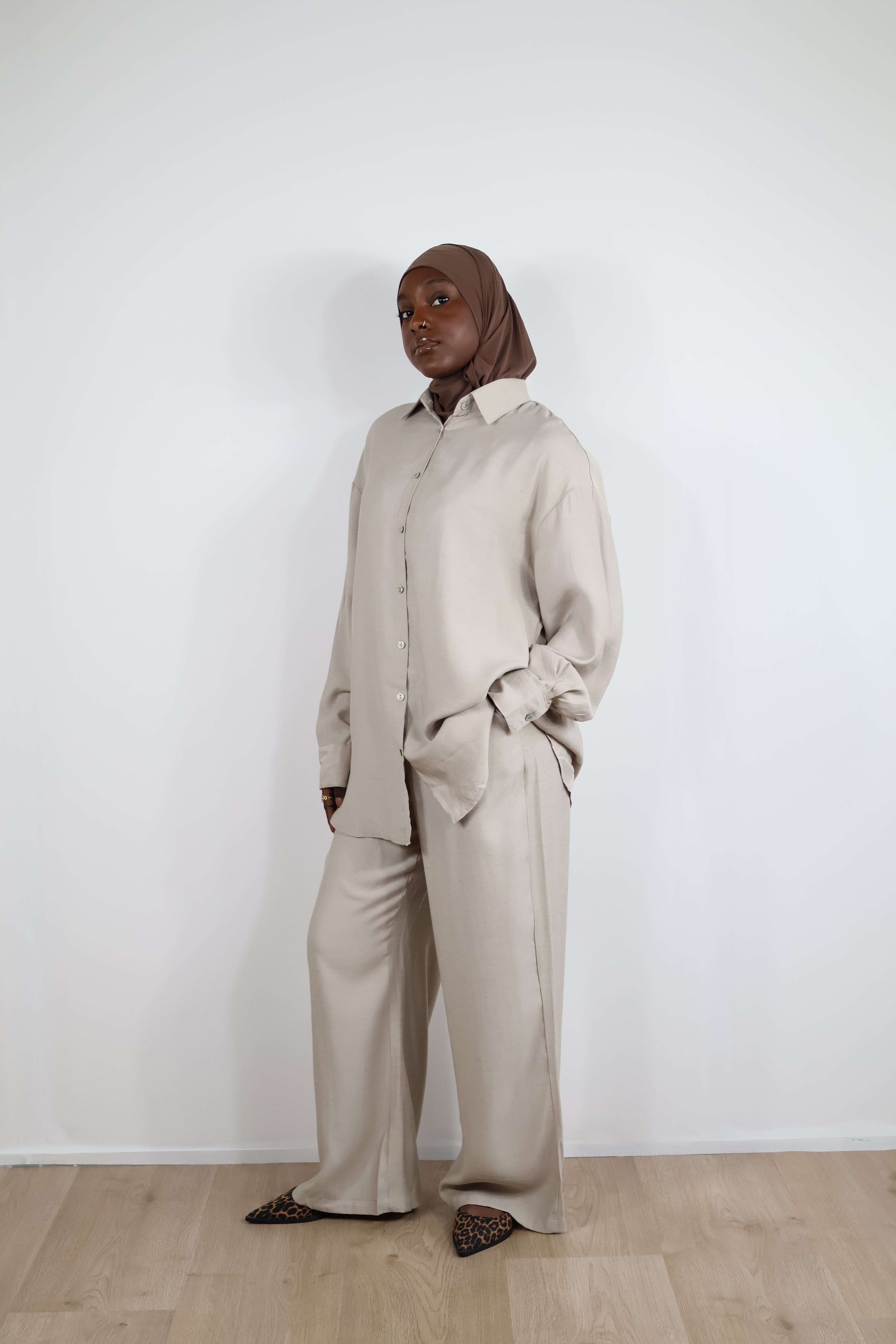 Ensemble fluide viscose - Taupe