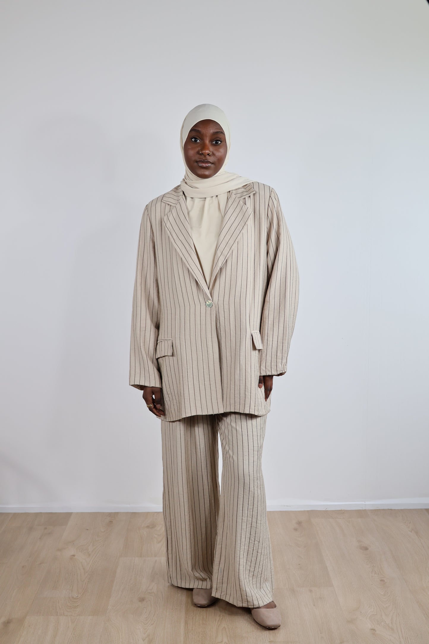 Pantalon rayé - Taupe