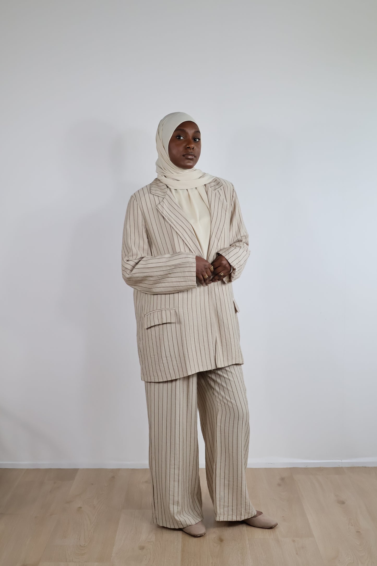 Pantalon rayé - Taupe