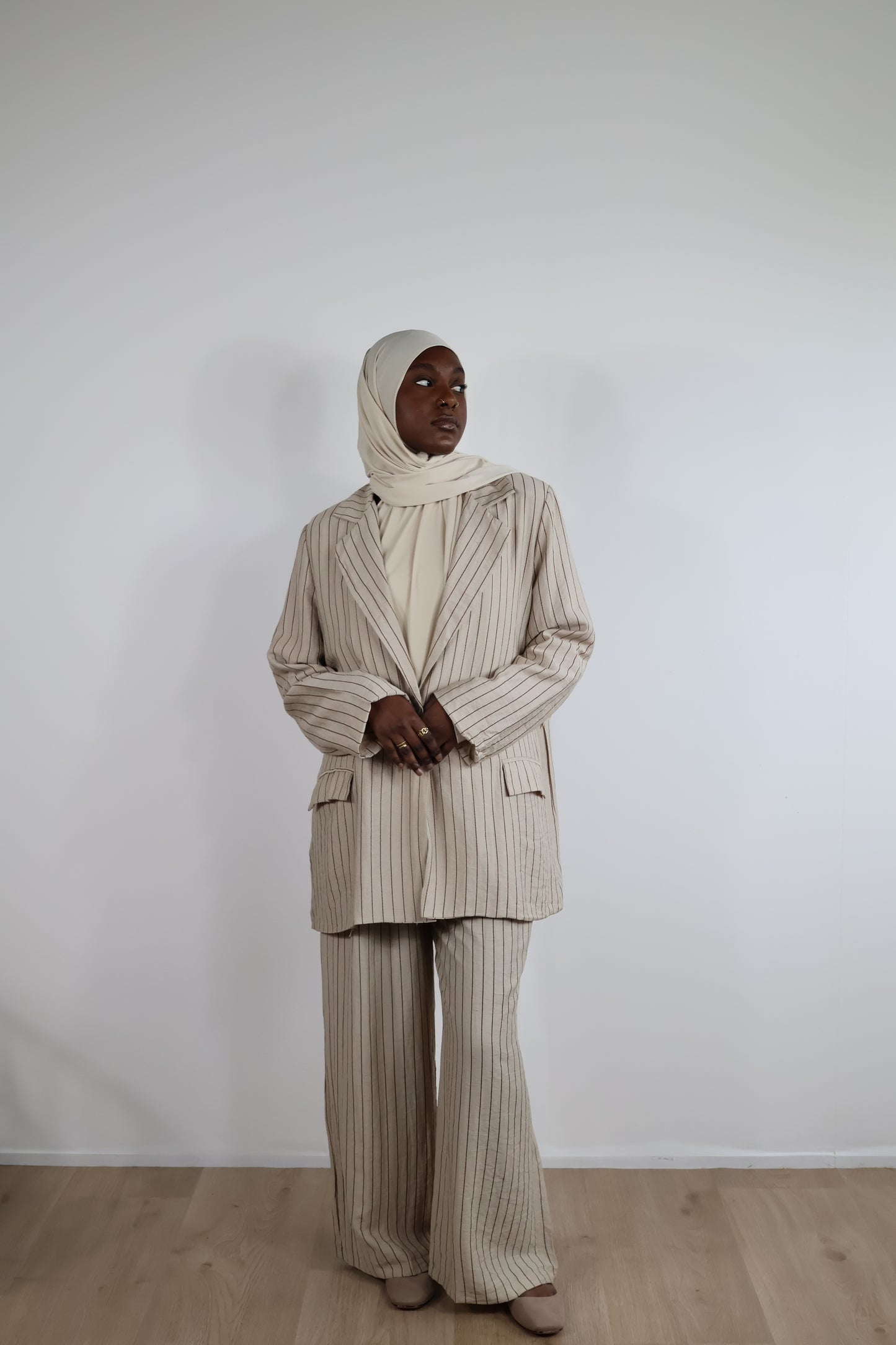 Pantalon rayé - Taupe