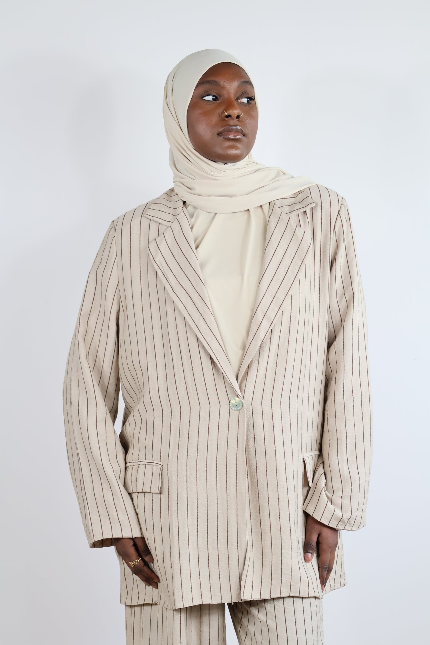 Blazer rayé - Taupe