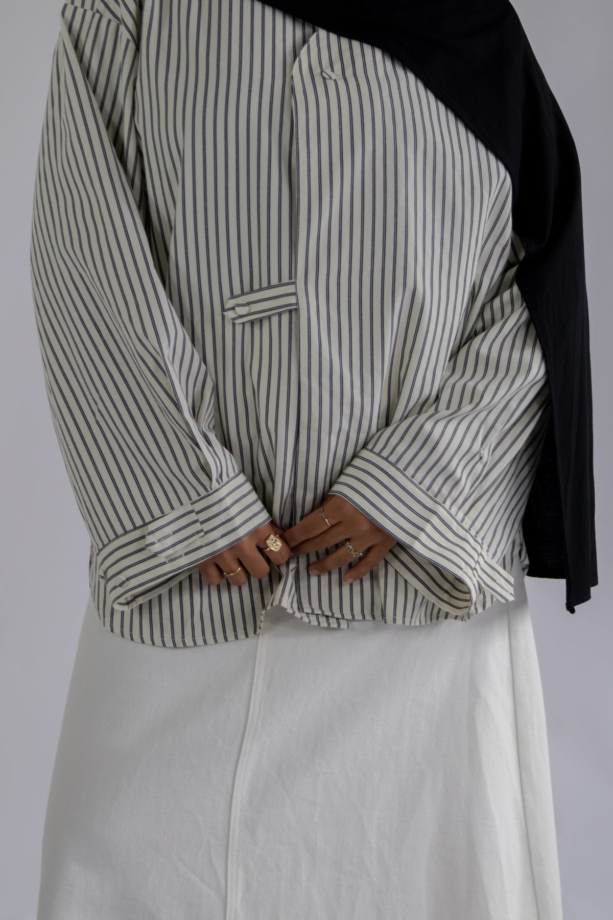 Chemise a poches rayée - Noir