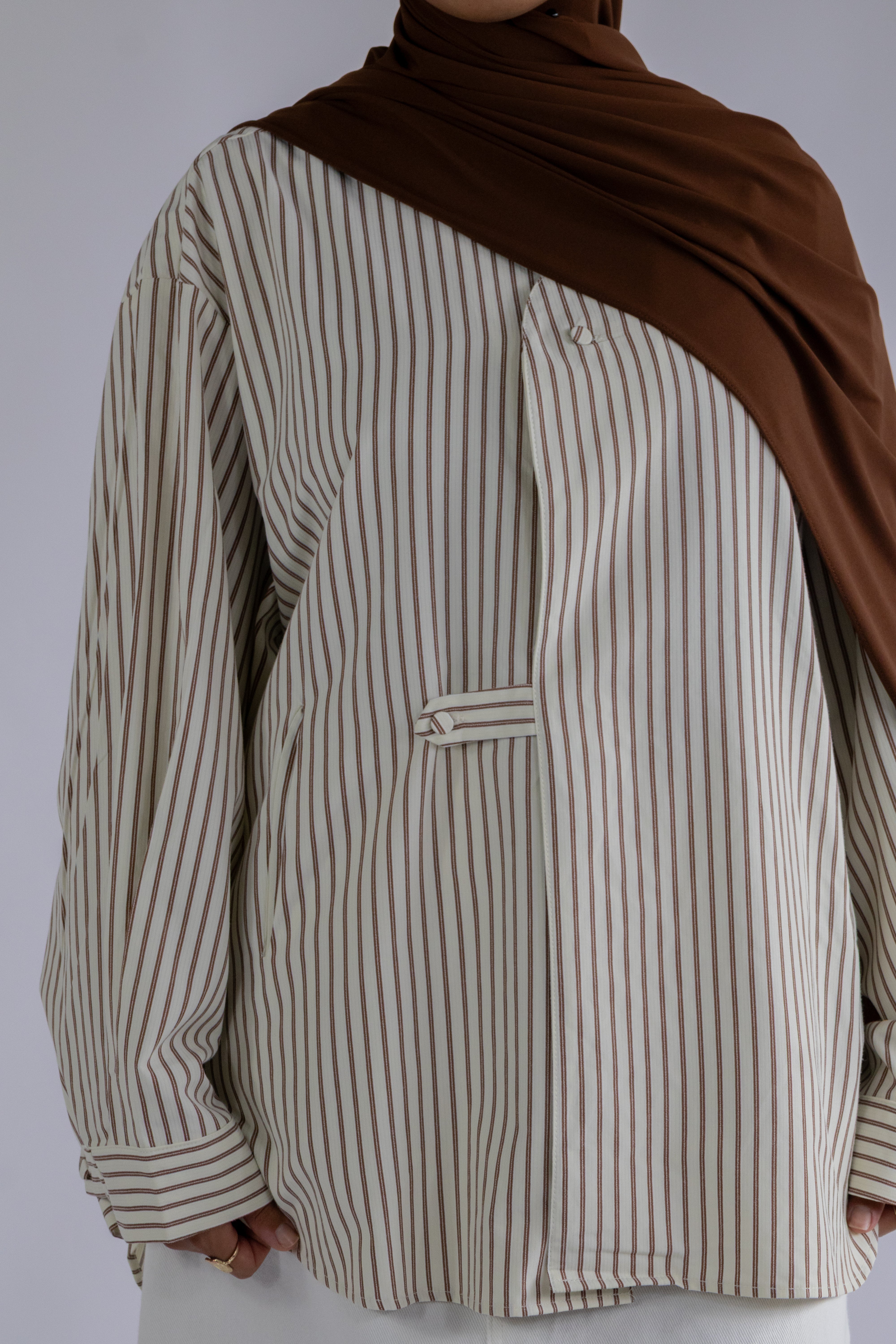 Chemise a poches rayée - Marron