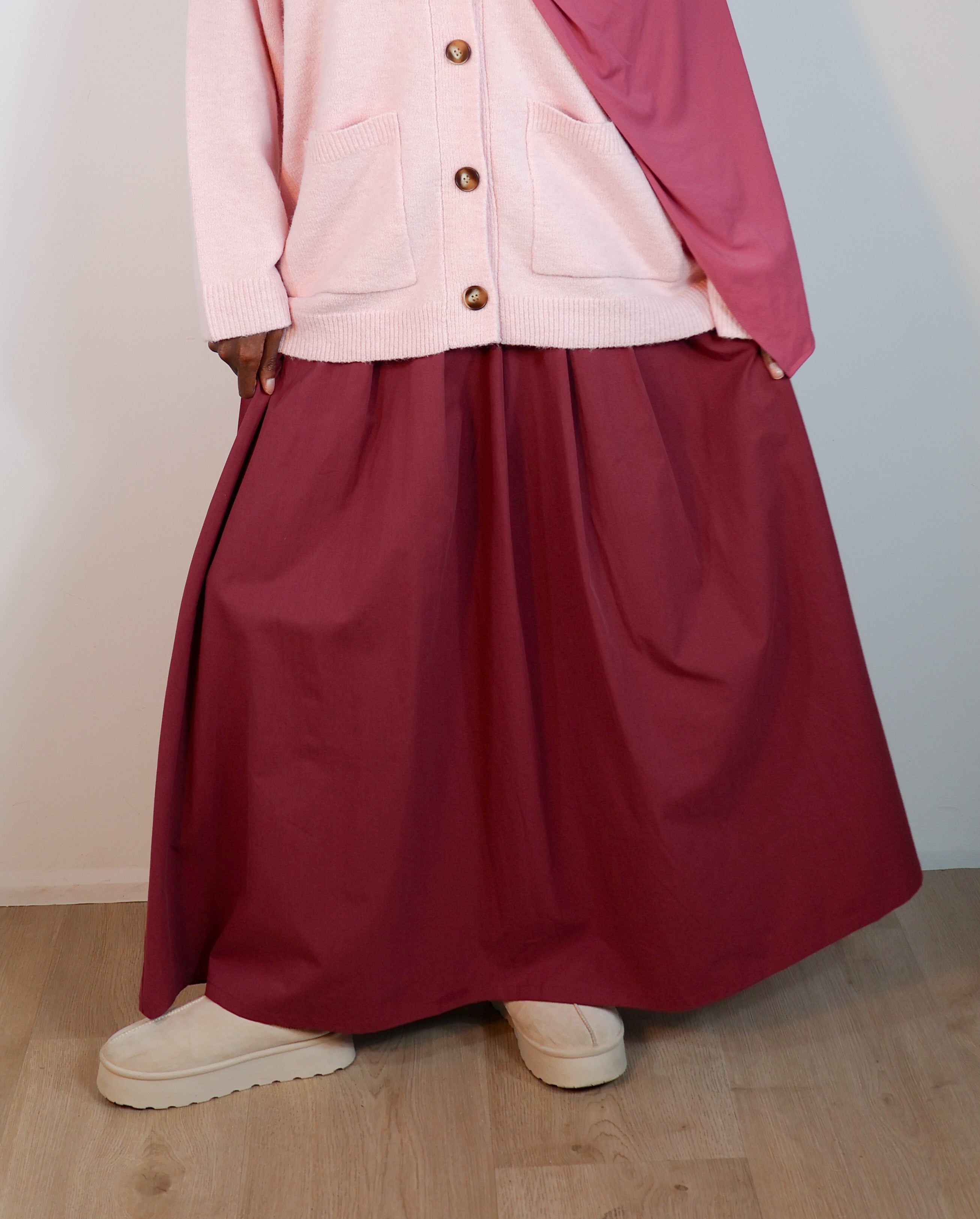 Jupe trapèze tencel - Framboise