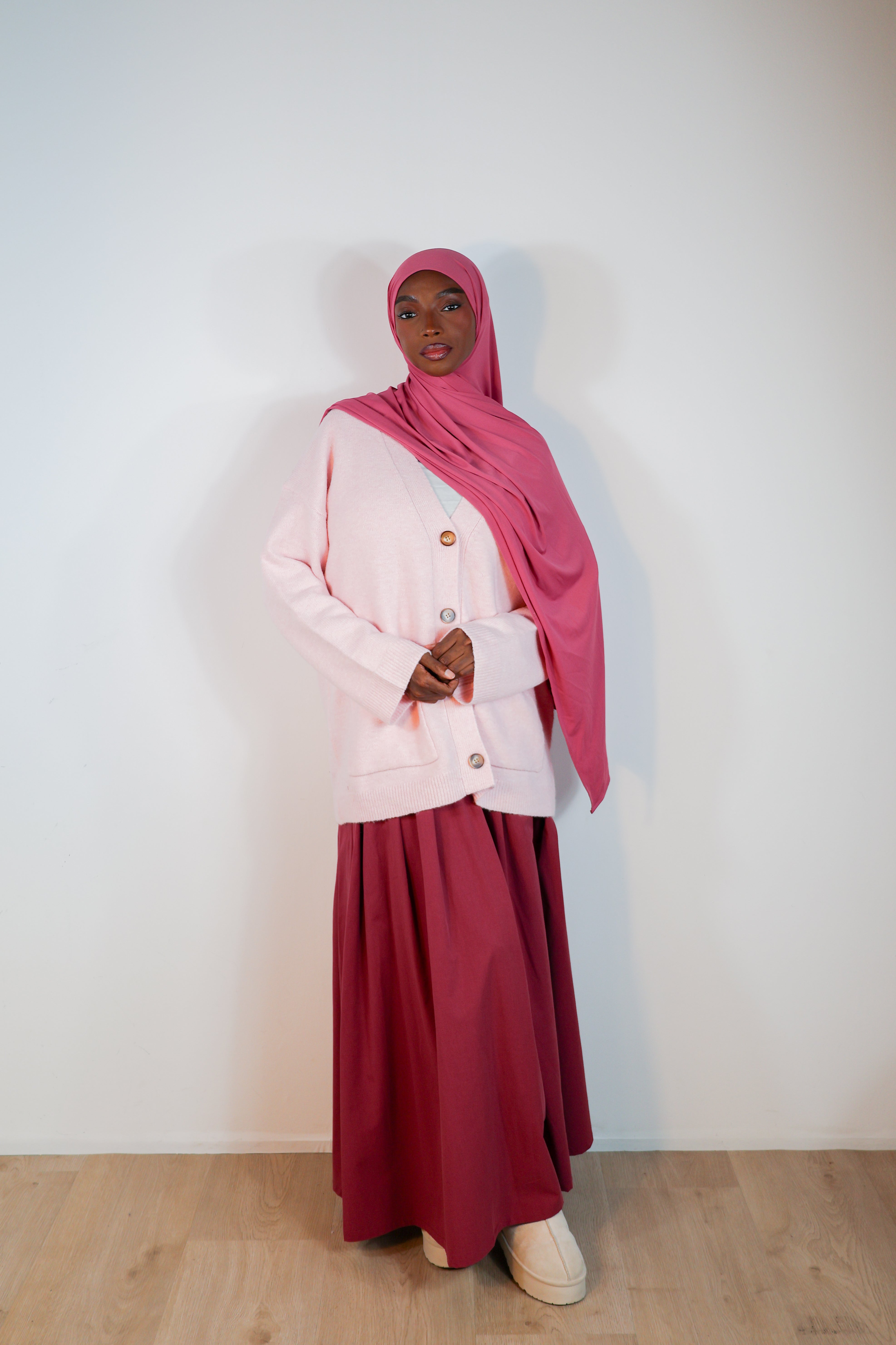 Jupe trapèze tencel - Framboise