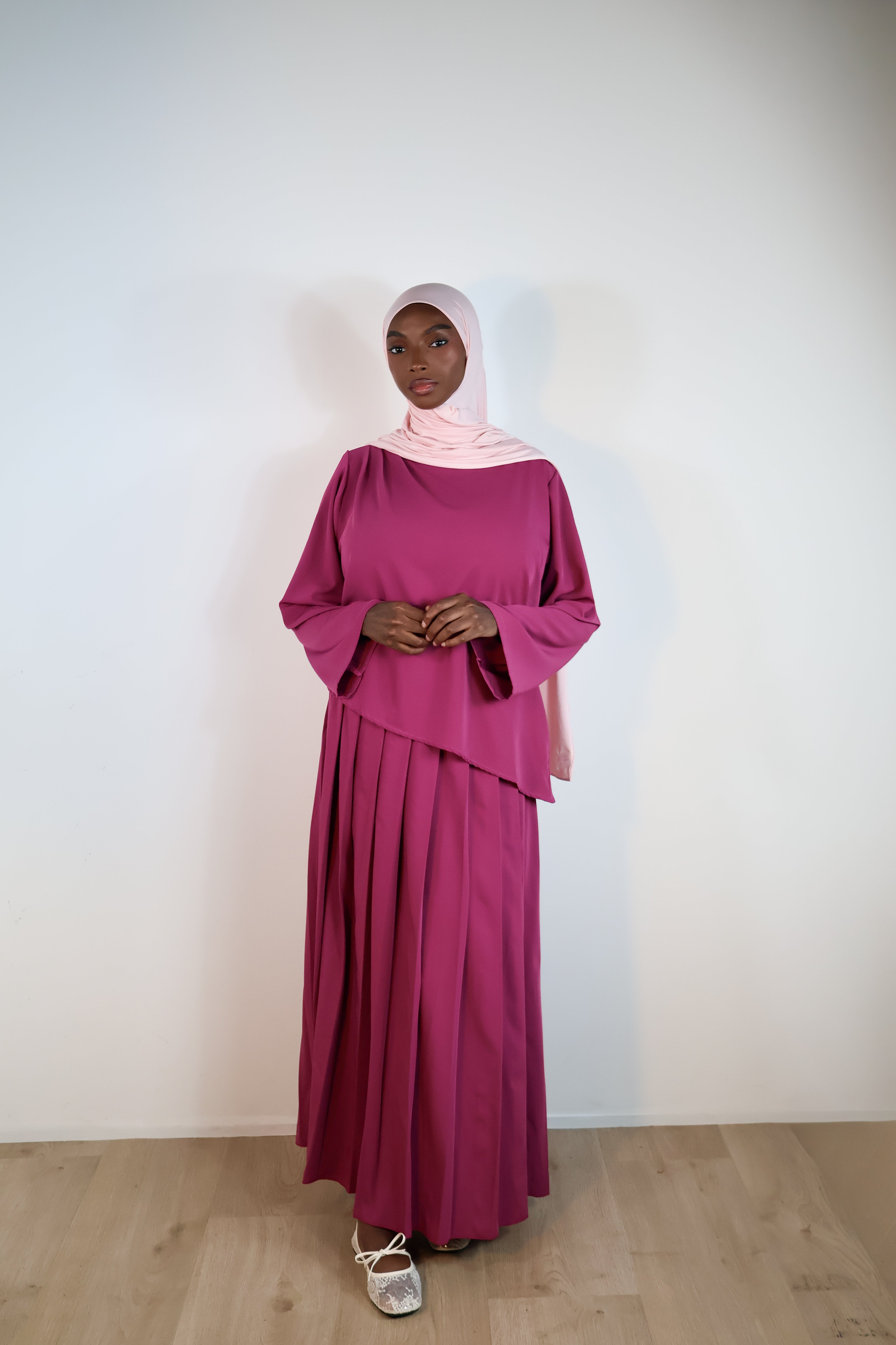 Jupe plissée fluide - Rose