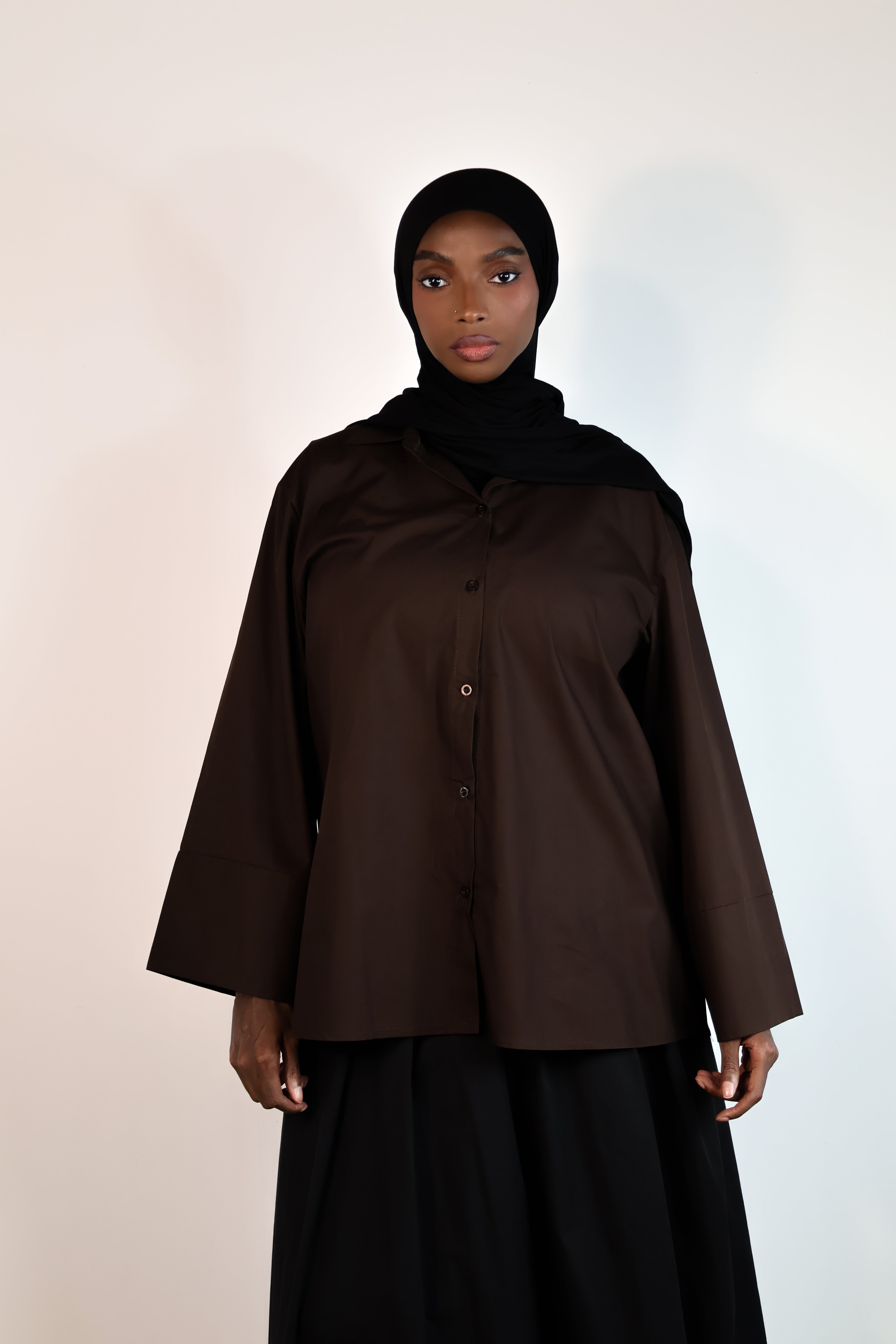 Chemise manches larges - Marron