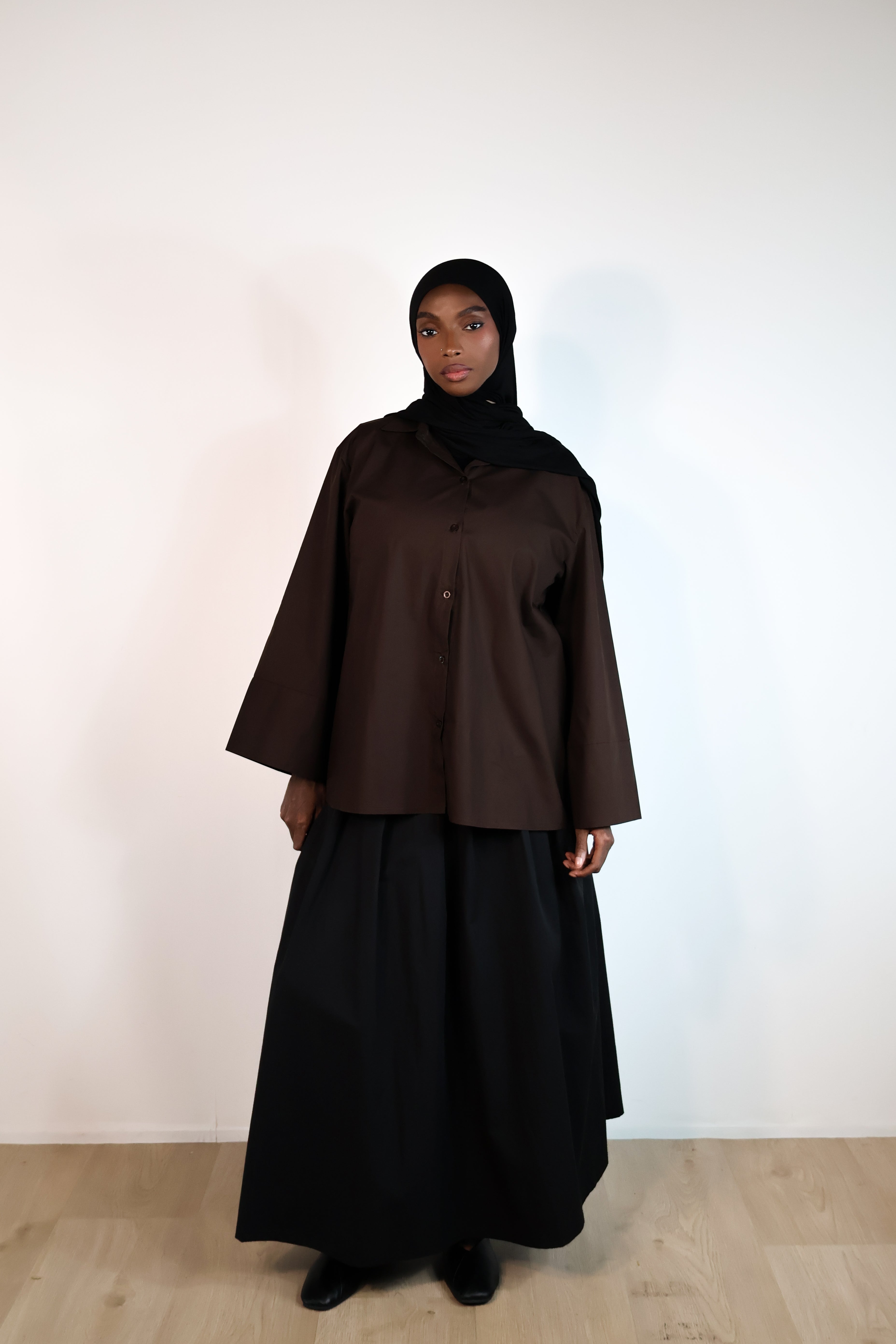 Chemise manches larges - Marron