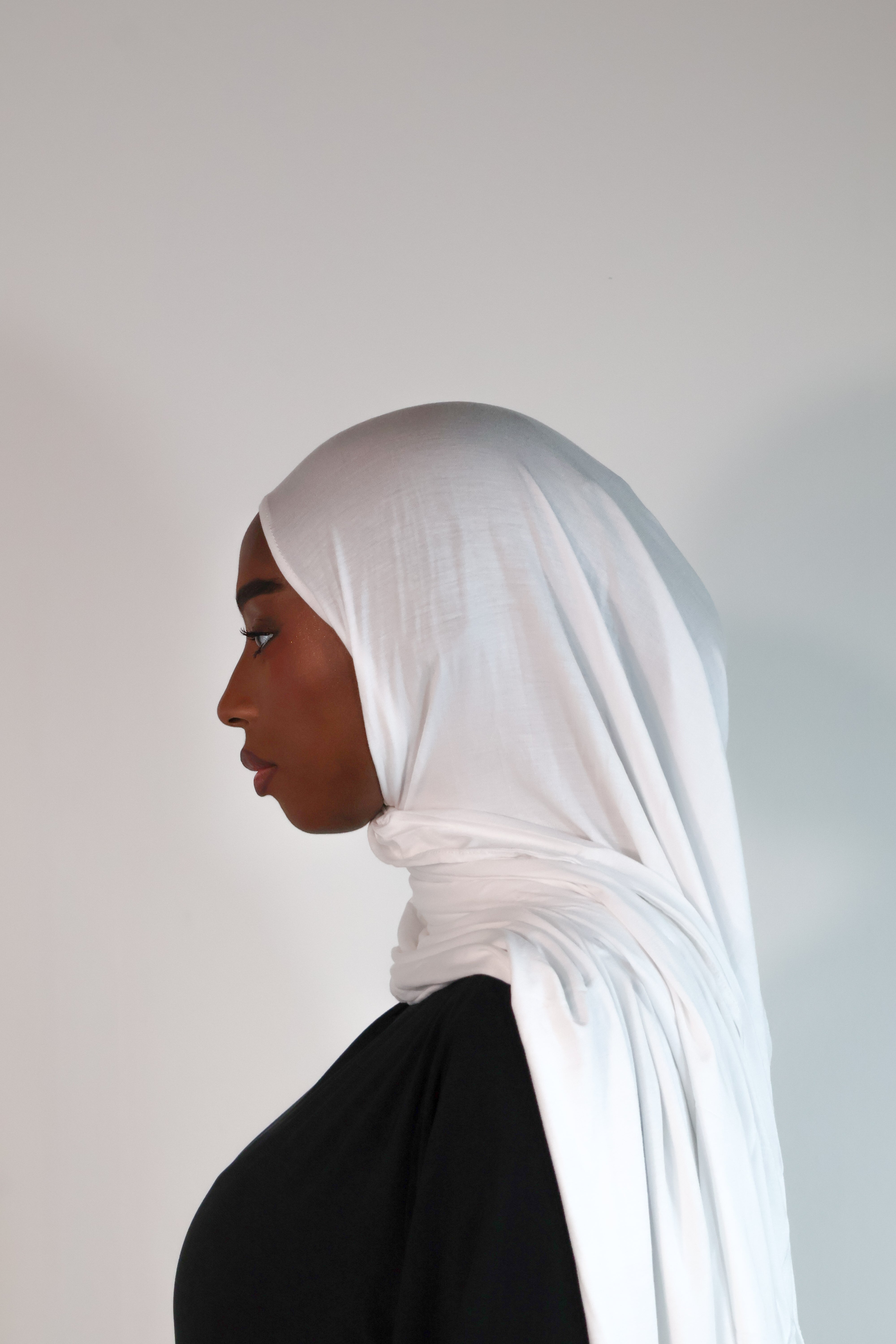 Bamboo jersey hijab - White