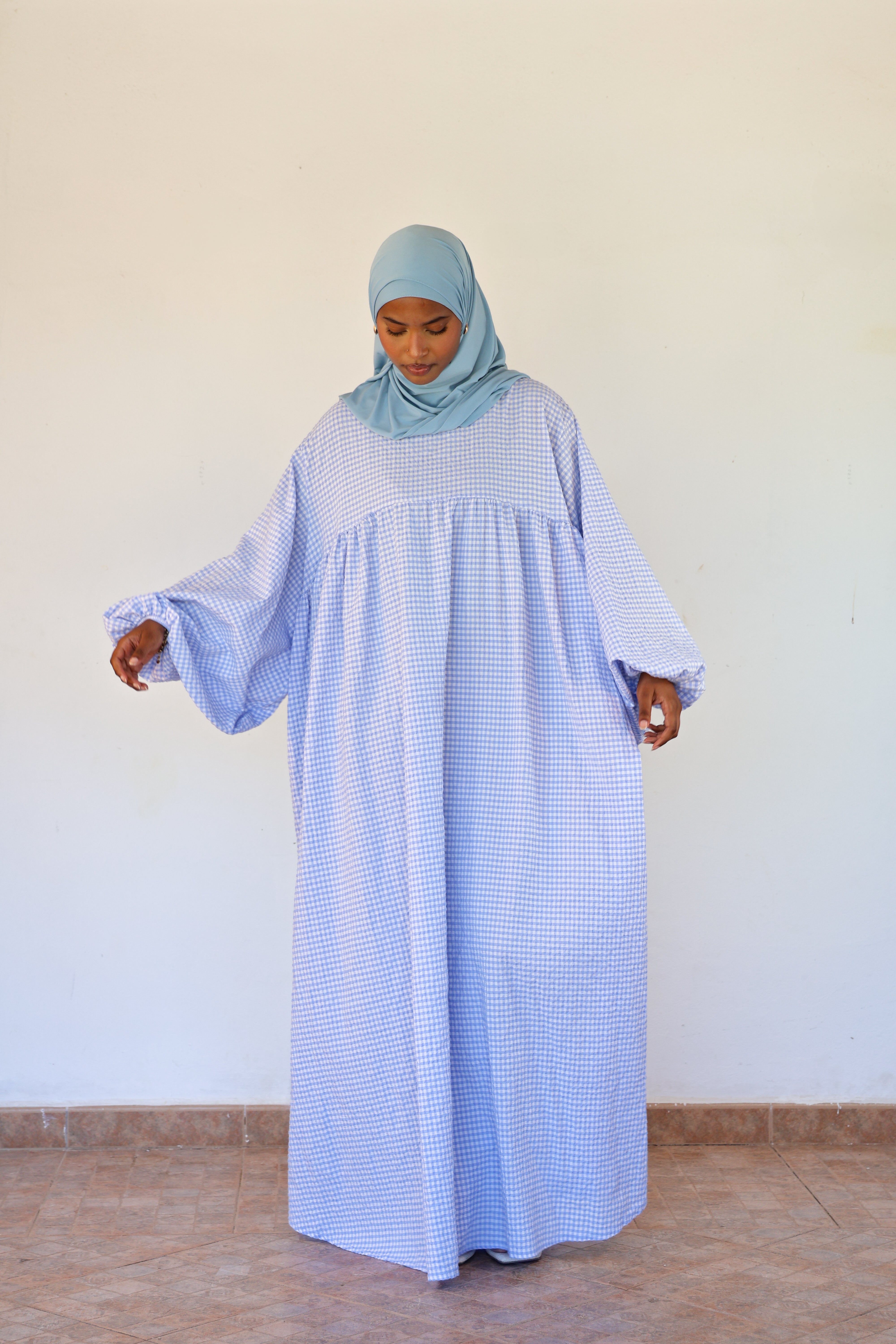 Robe vichy - Bleu ciel