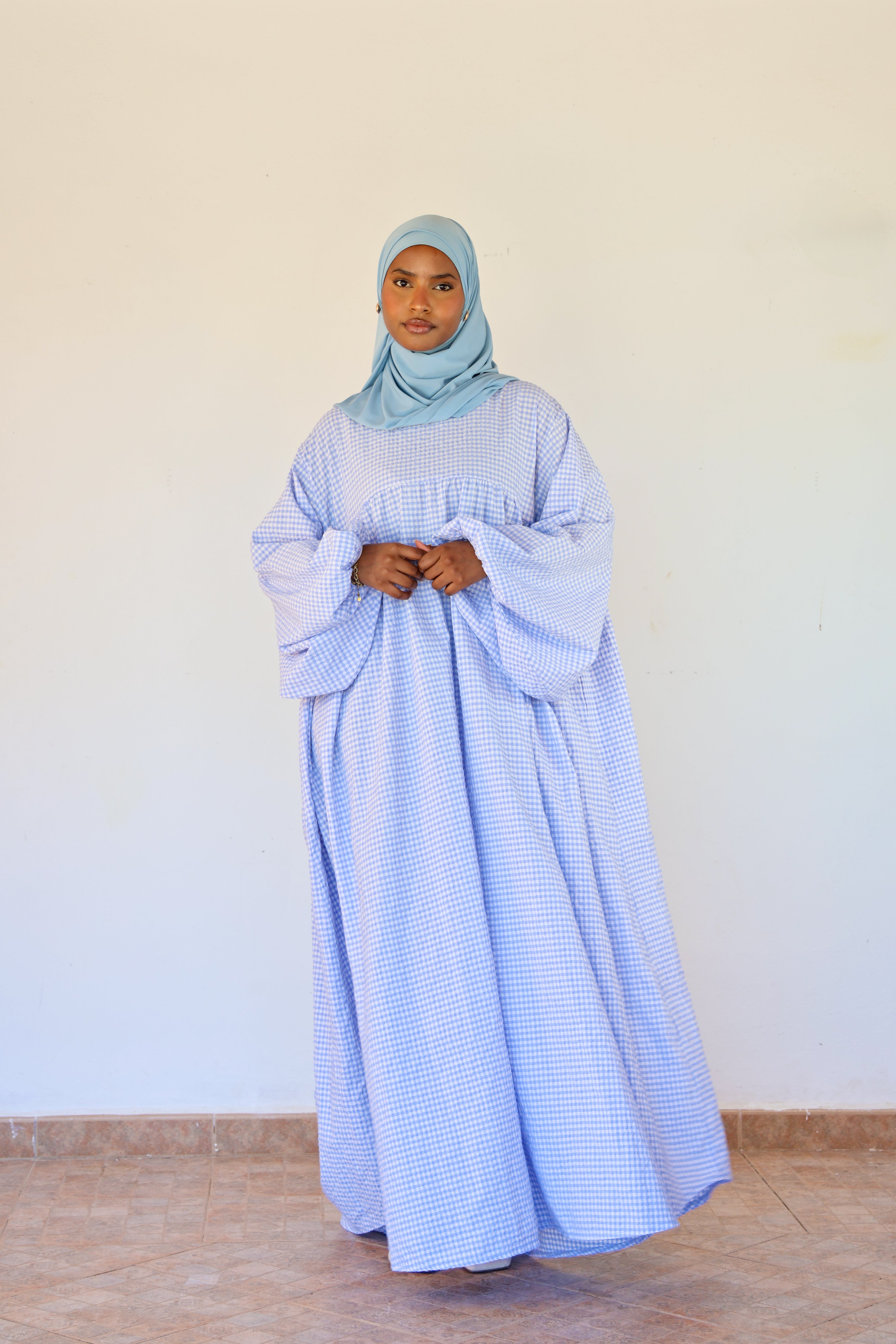Gingham dress - Sky blue