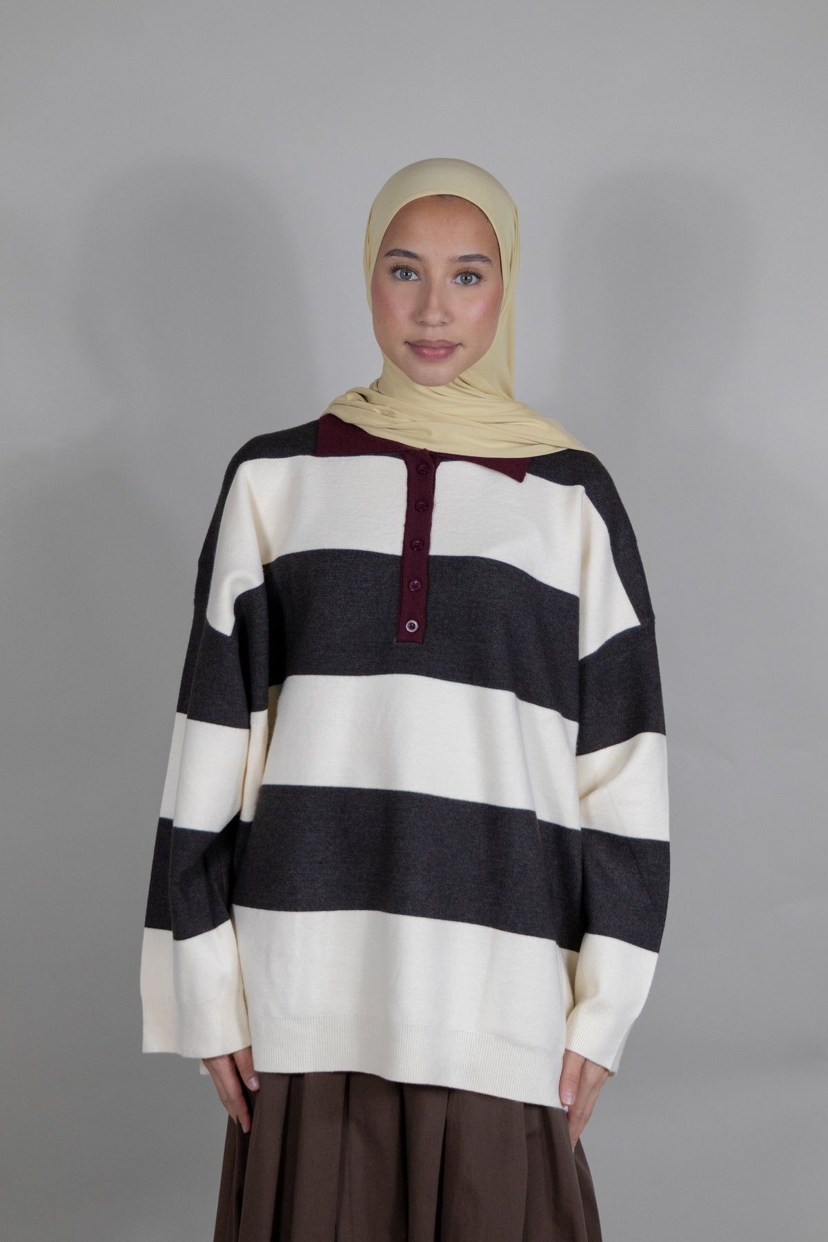Pull marinière - Marron