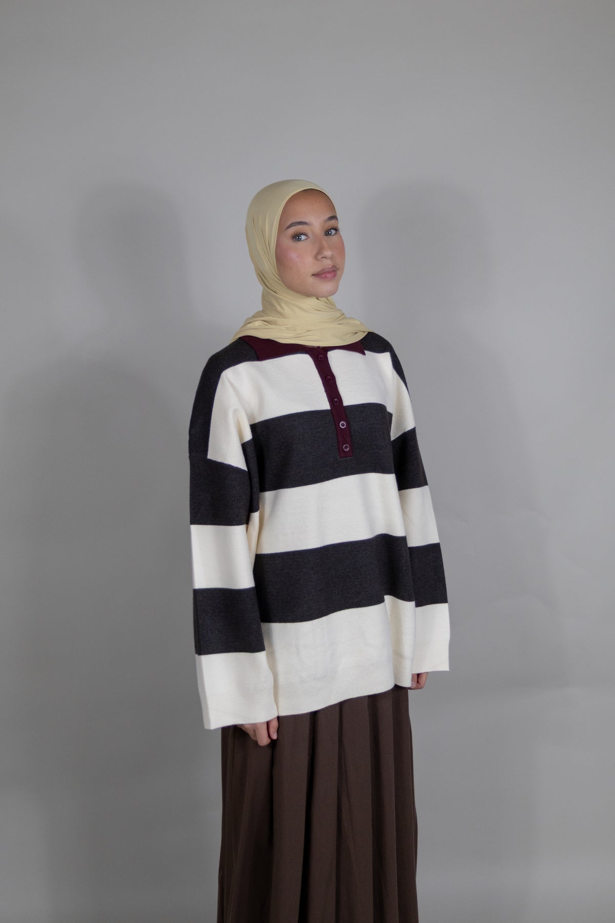 Pull marinière - Marron