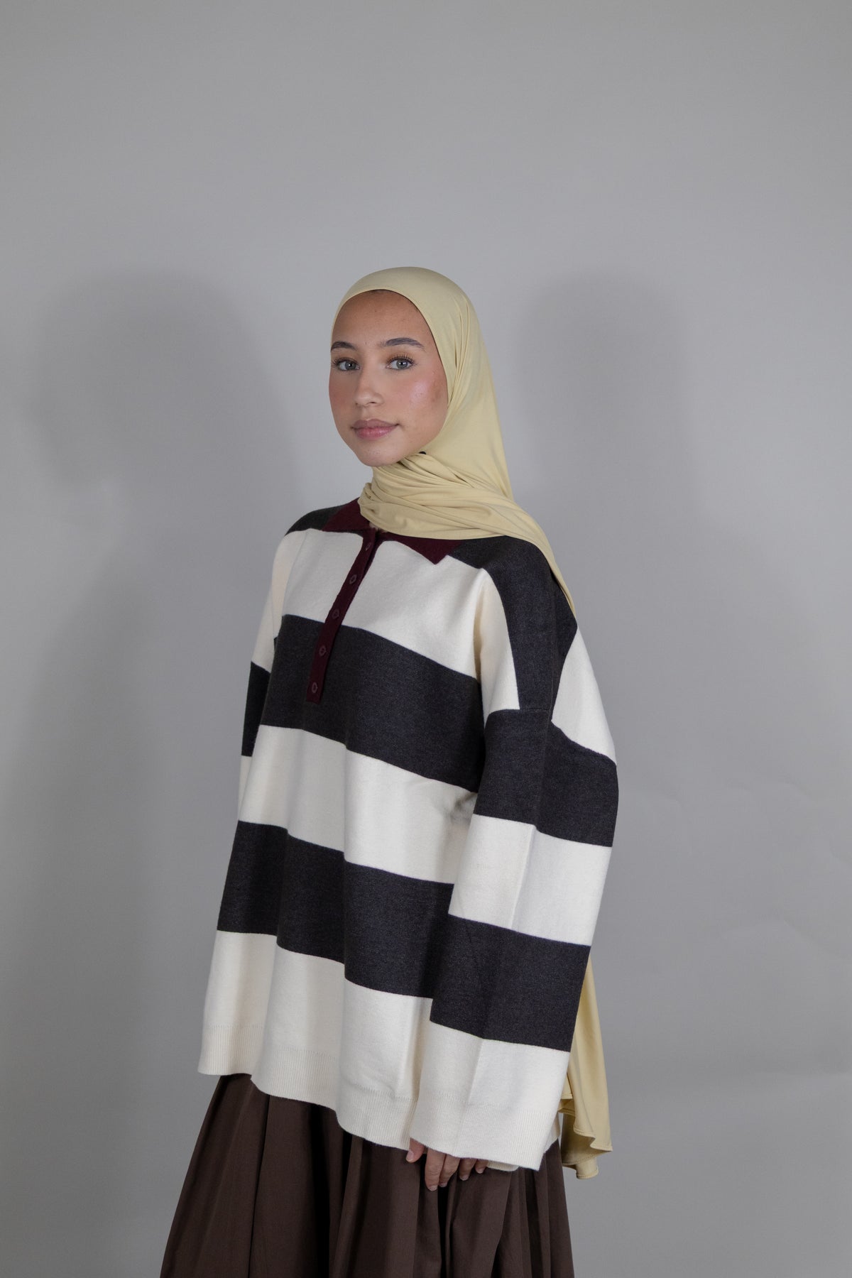Pull marinière - Marron