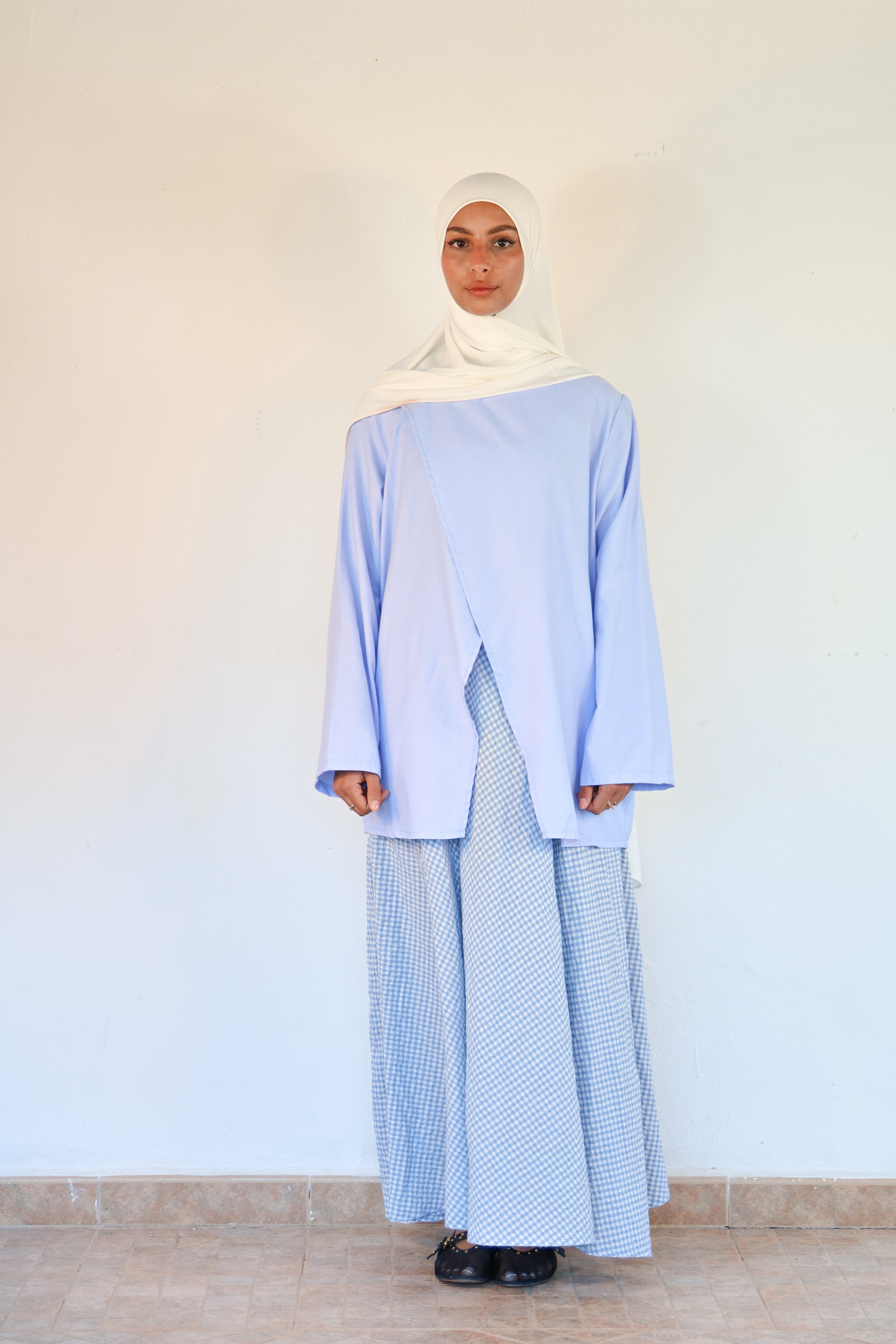 Jupe vichy - Bleu ciel