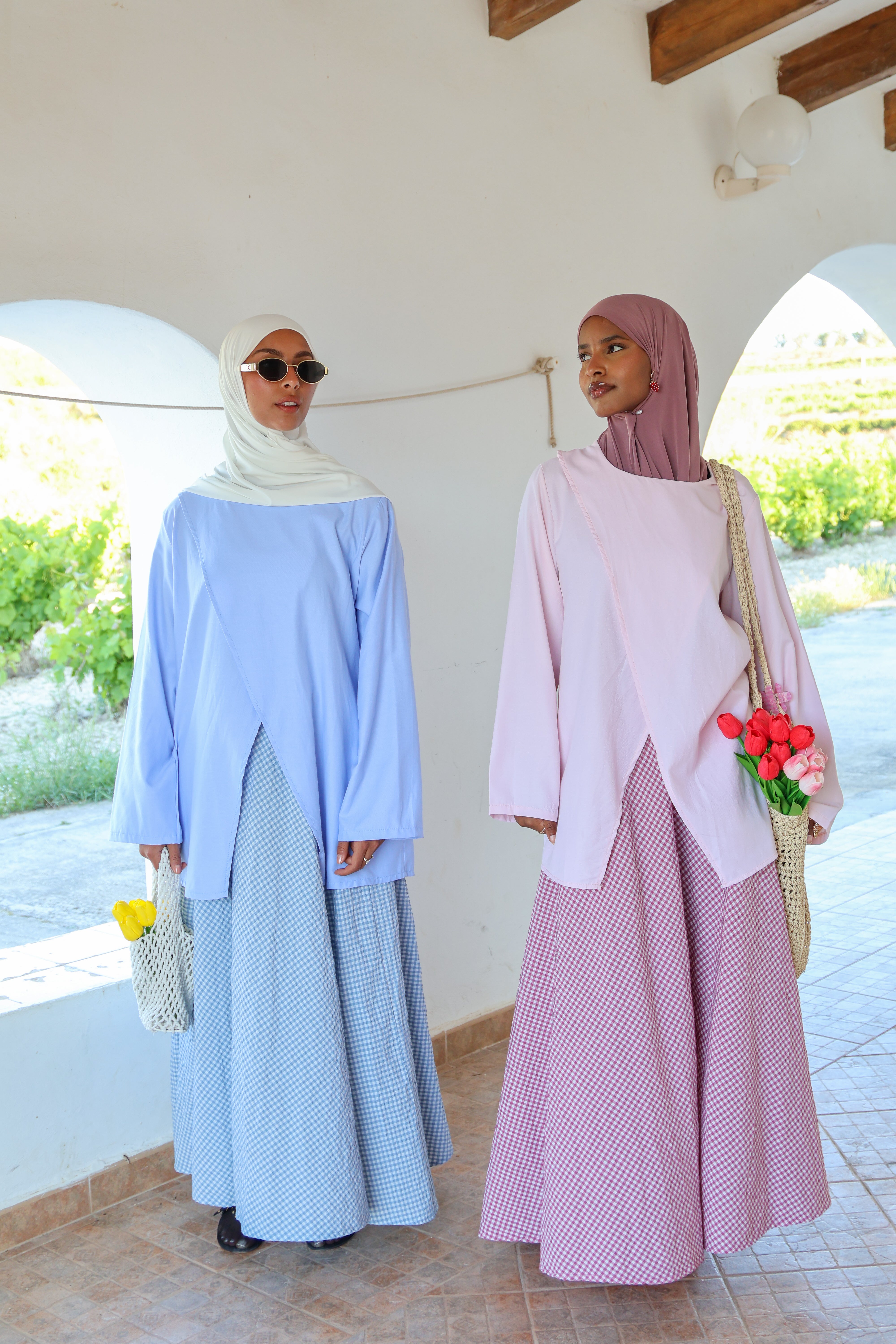 Jupe vichy - Bleu ciel