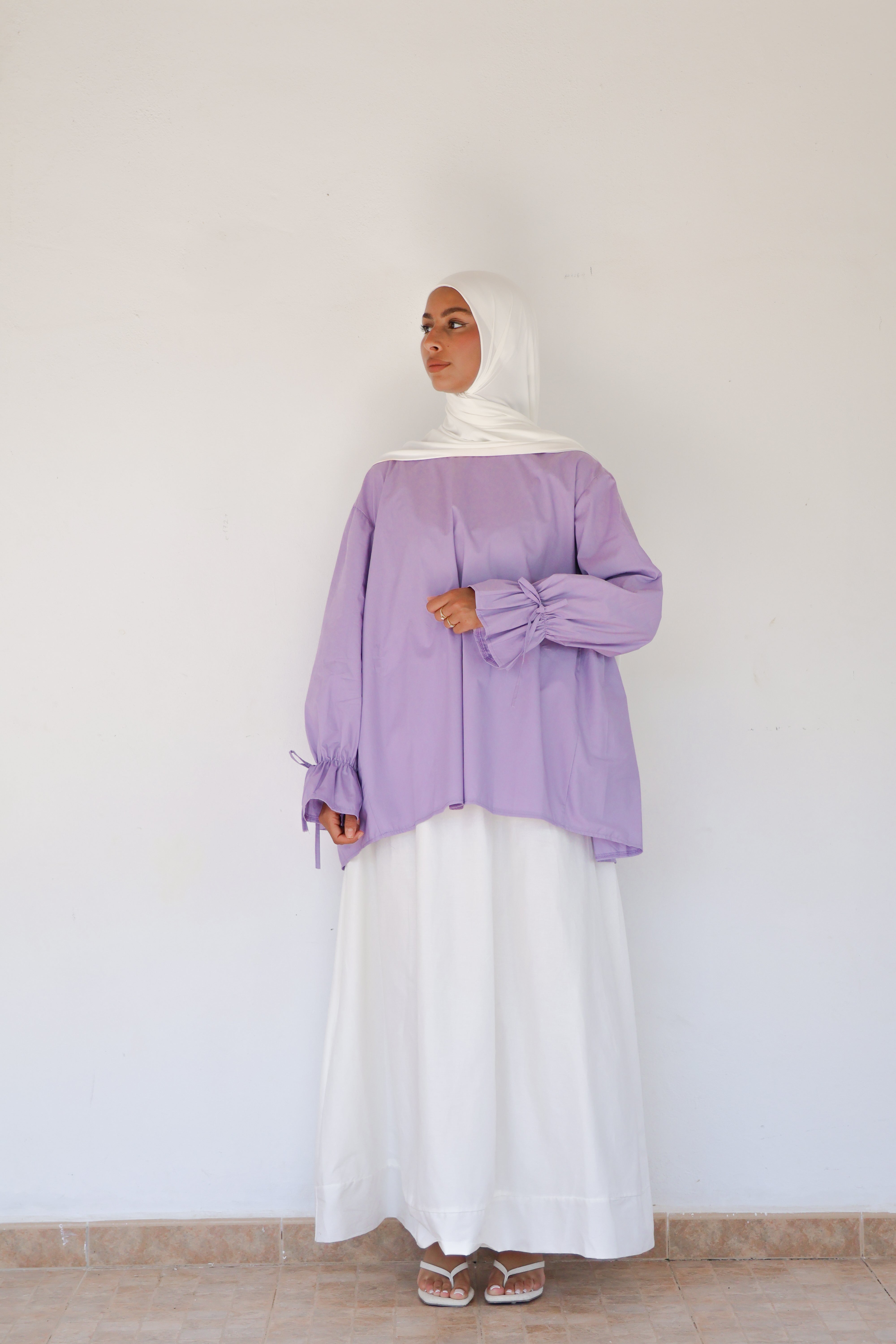 Scrunchie sleeve top - Lilac