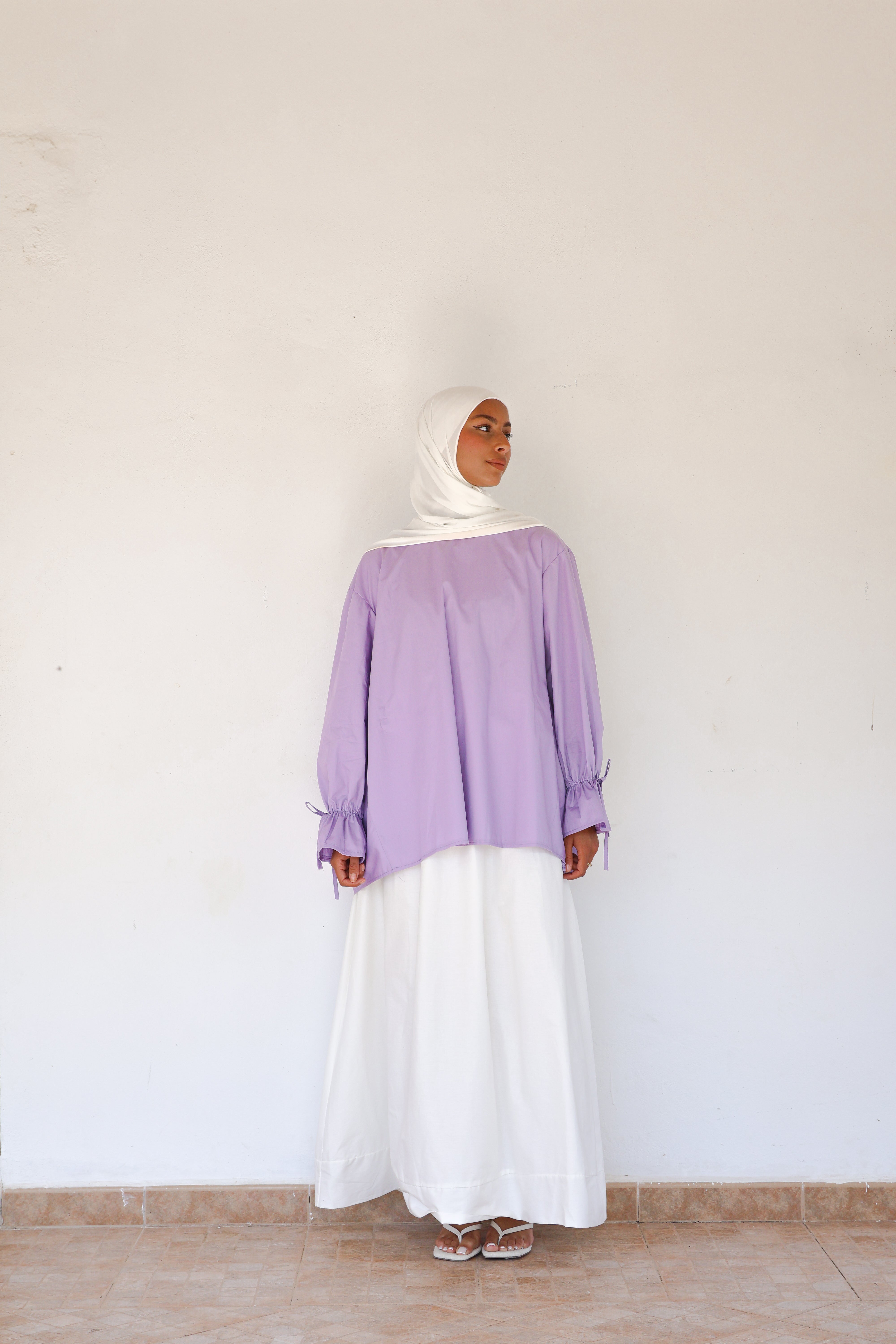 Scrunchie sleeve top - Lilac