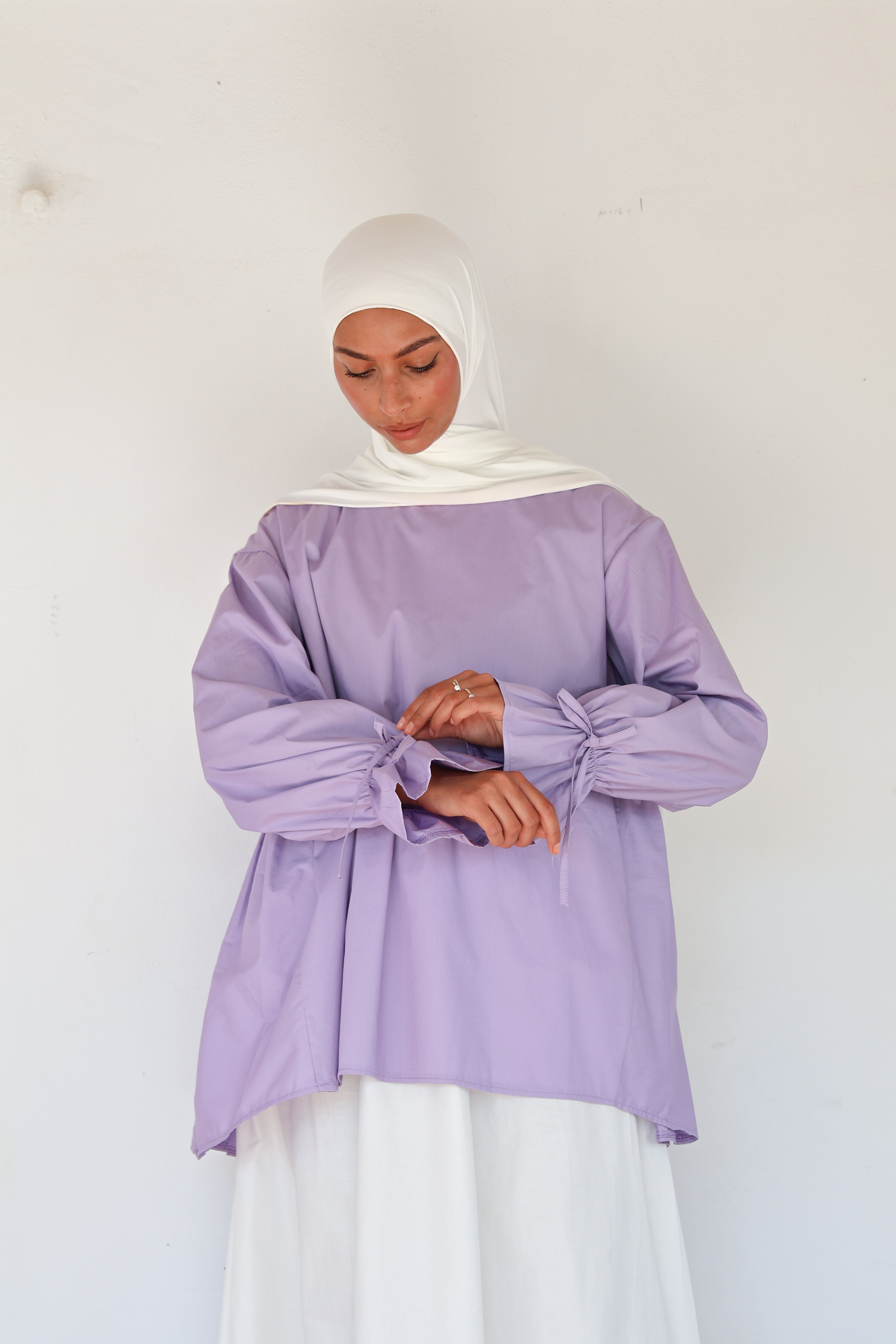 Scrunchie sleeve top - Lilac