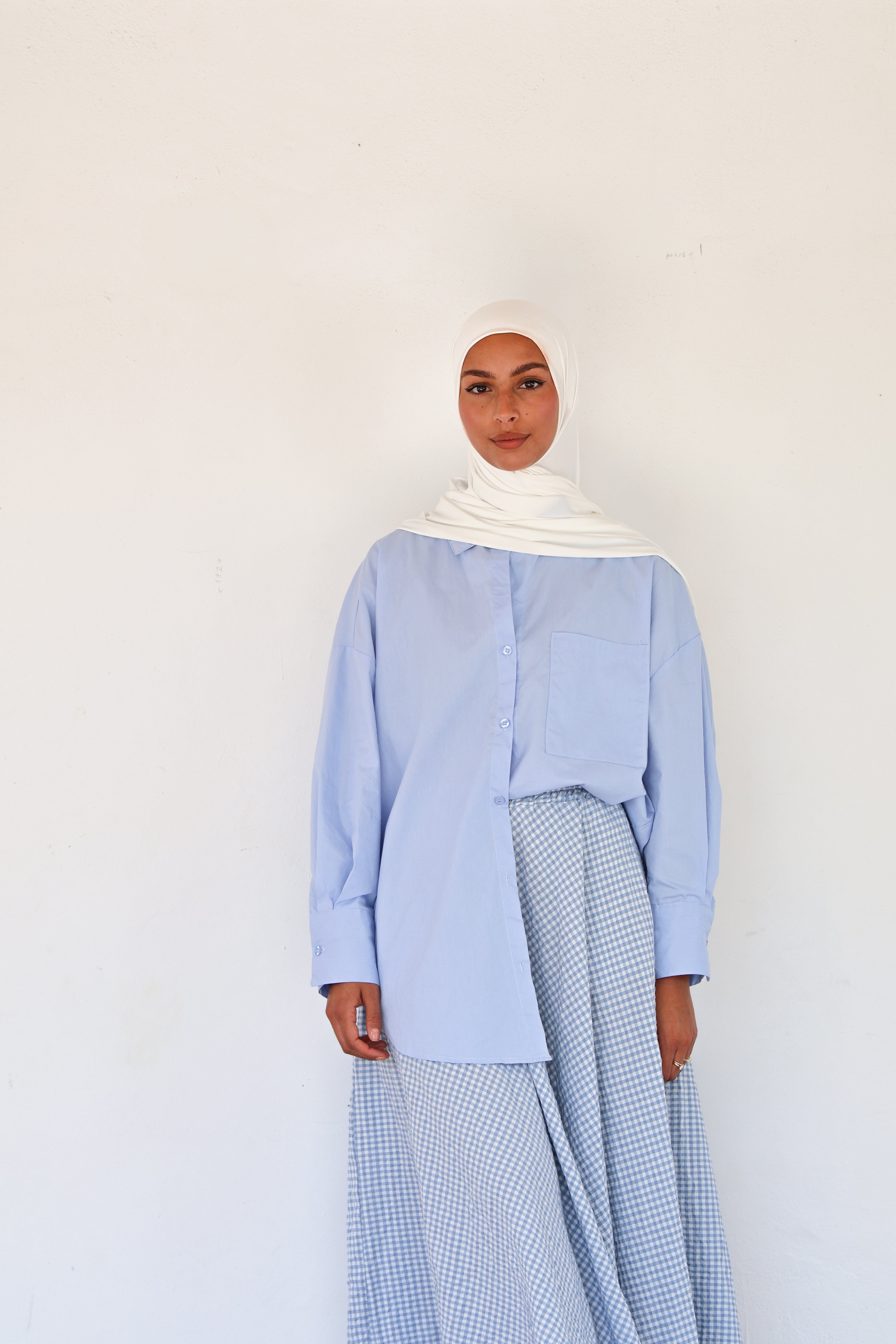 Jupe vichy - Bleu ciel