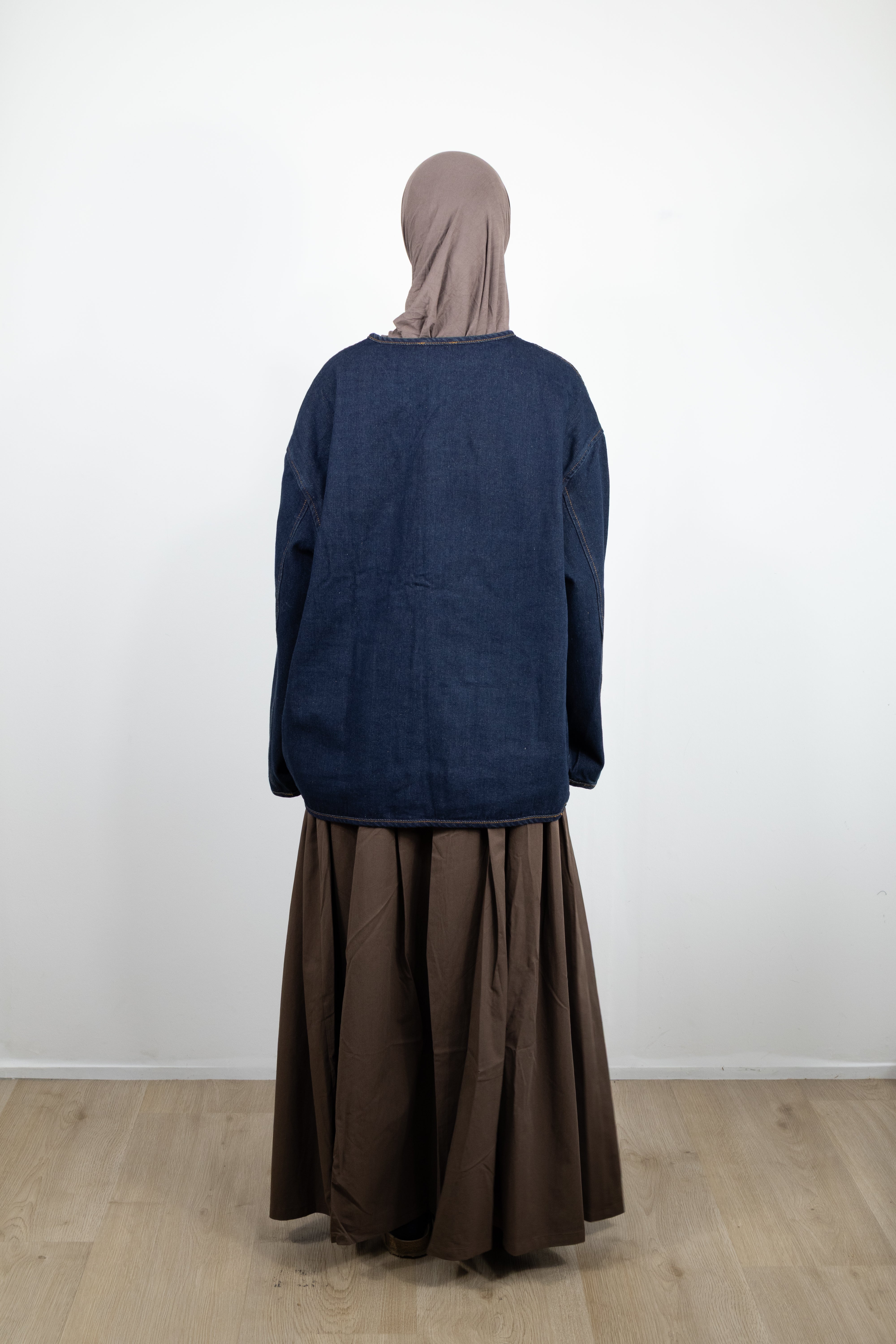 Veste en jean a bouton chinois