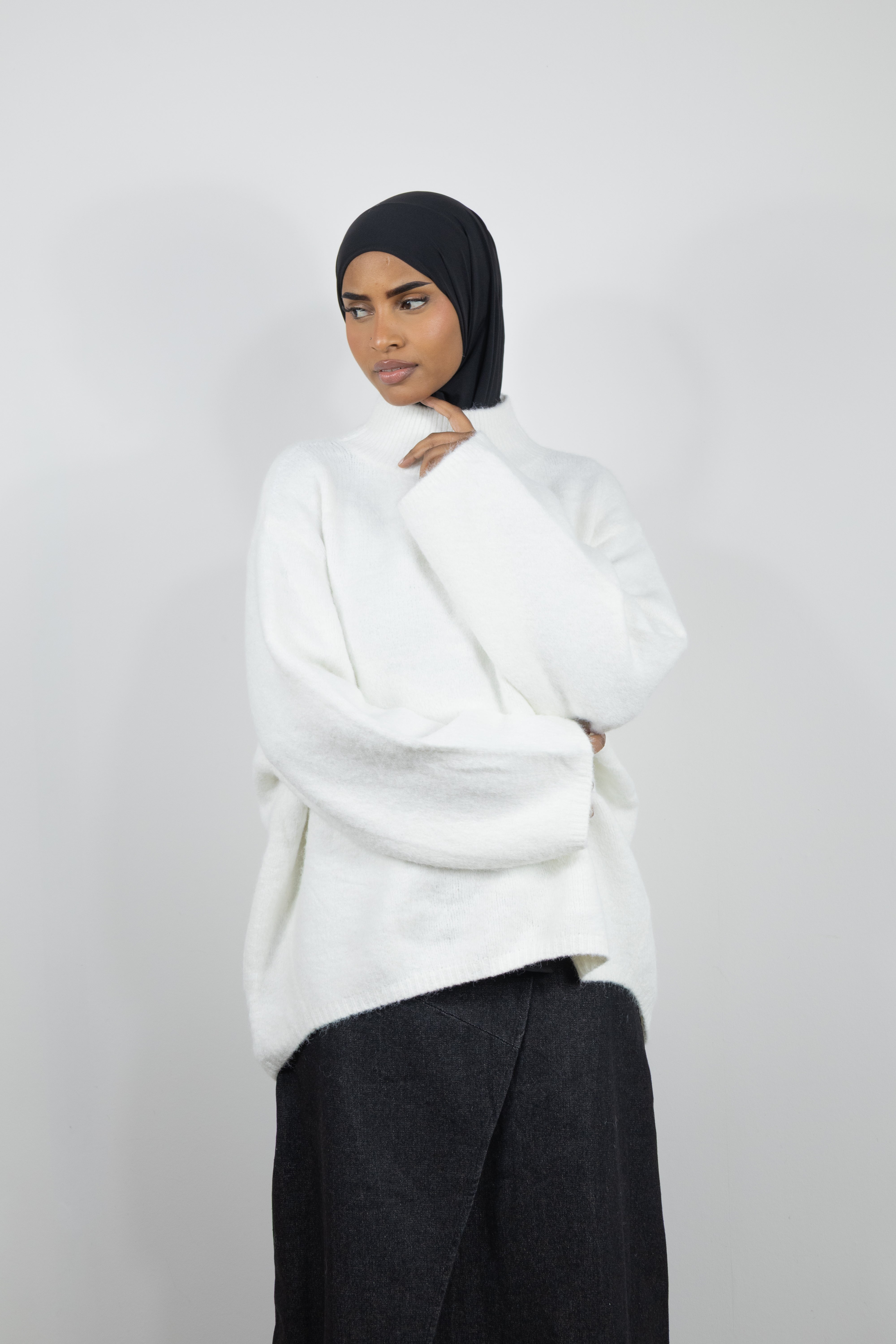 Pull col montant laine - Blanc