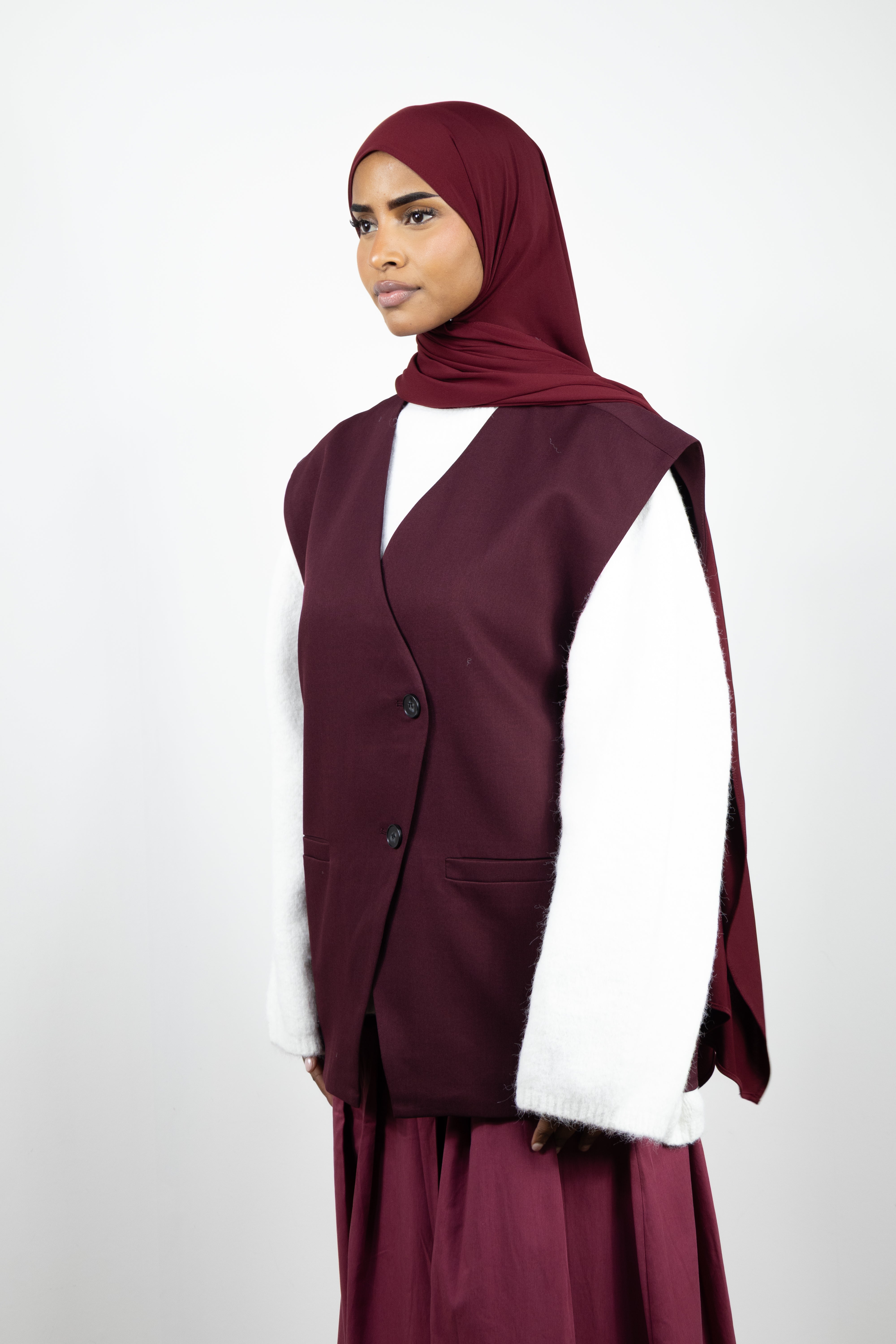 Blazer sans manches asymétrique - Prune