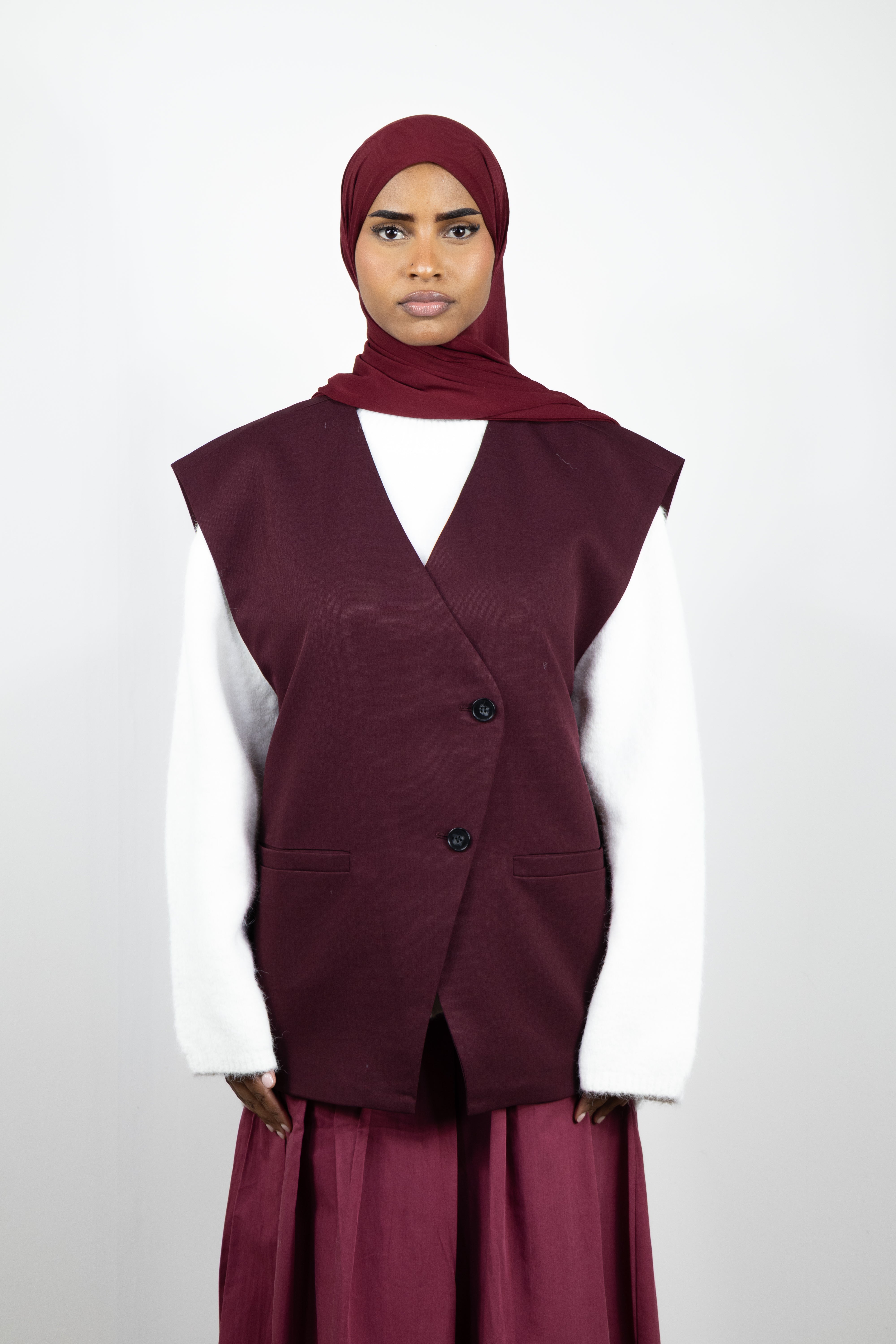 Blazer sans manches asymétrique - Prune