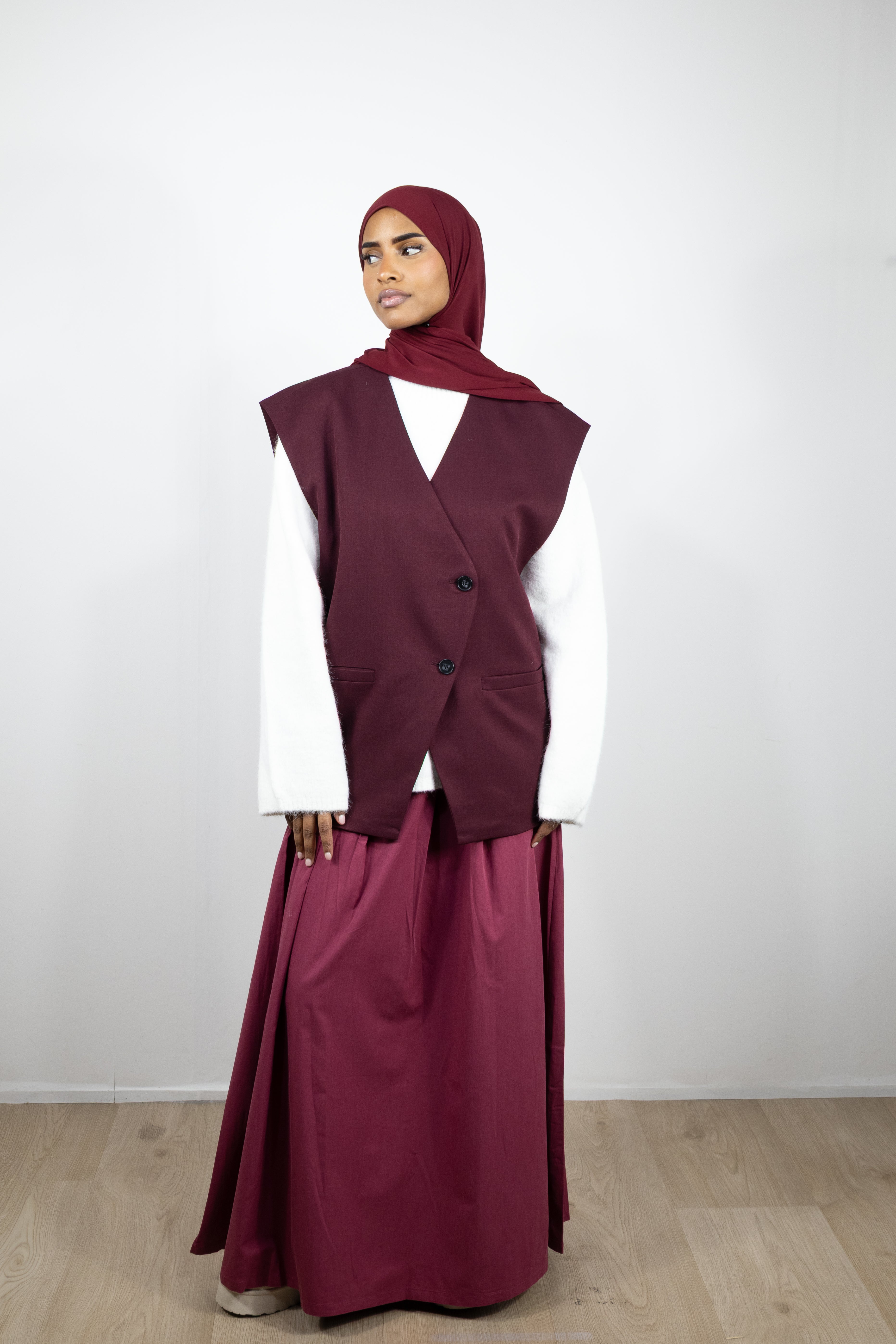 Blazer sans manches asymétrique - Prune