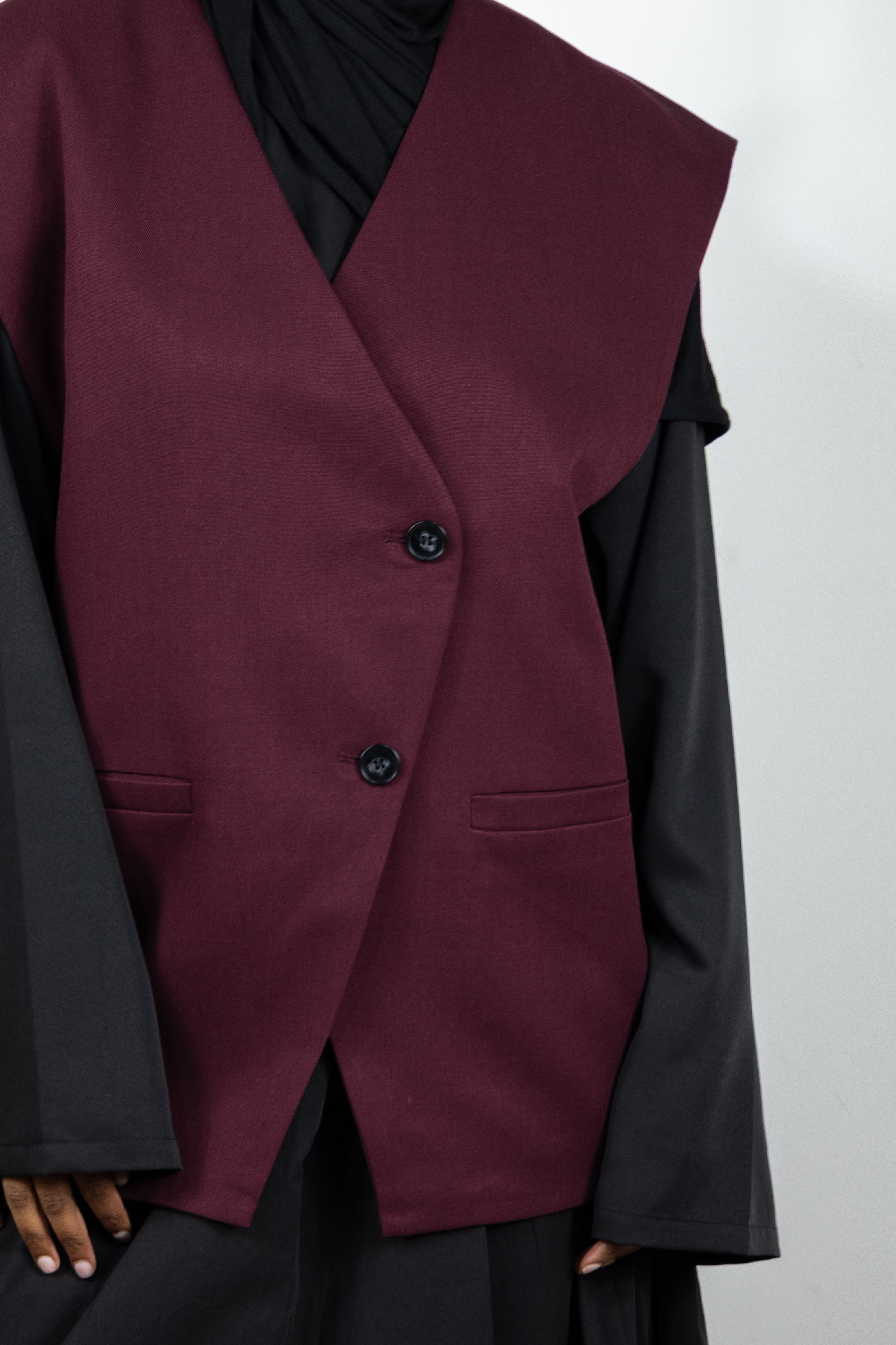 Blazer sans manches asymétrique - Prune