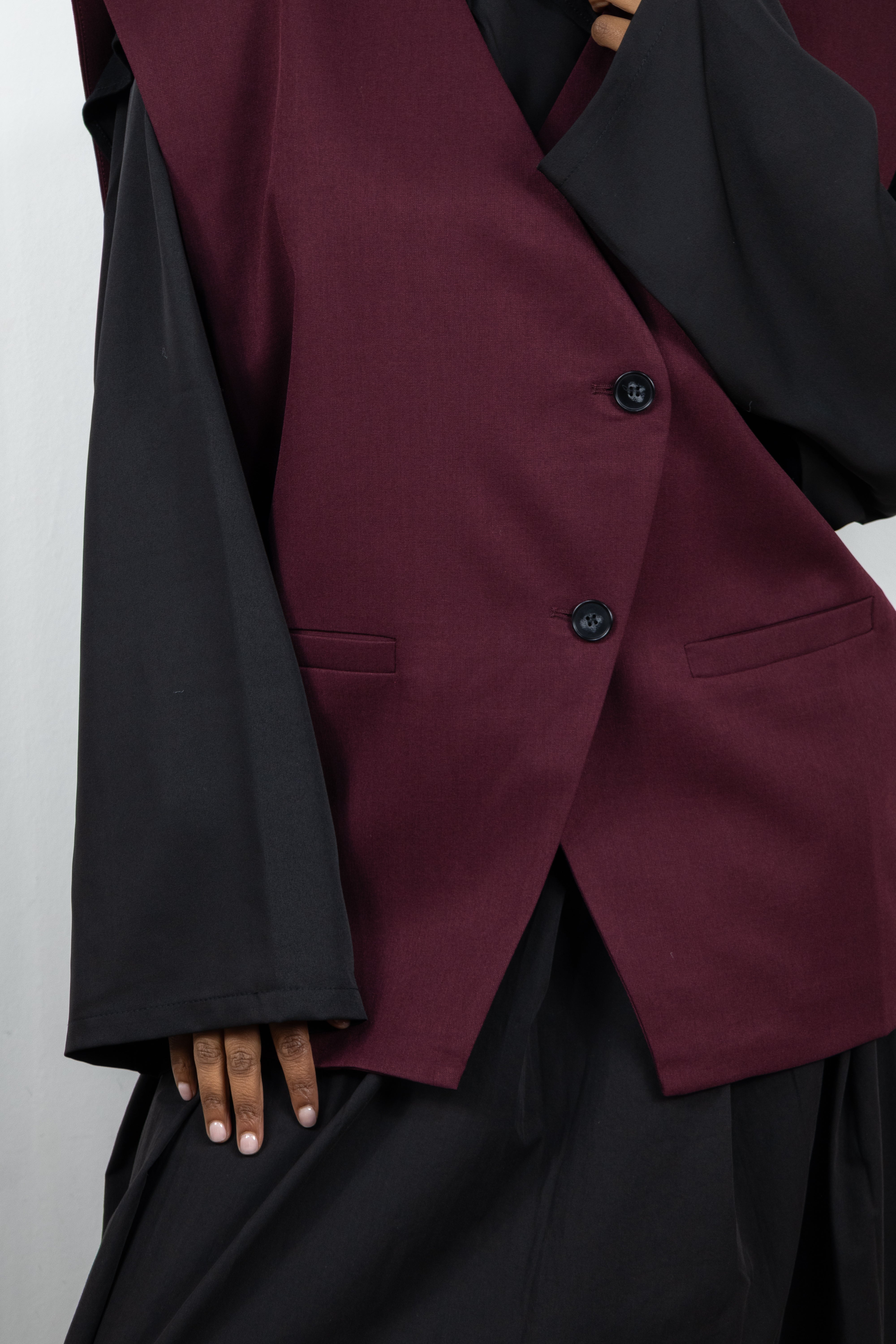 Blazer sans manches asymétrique - Prune