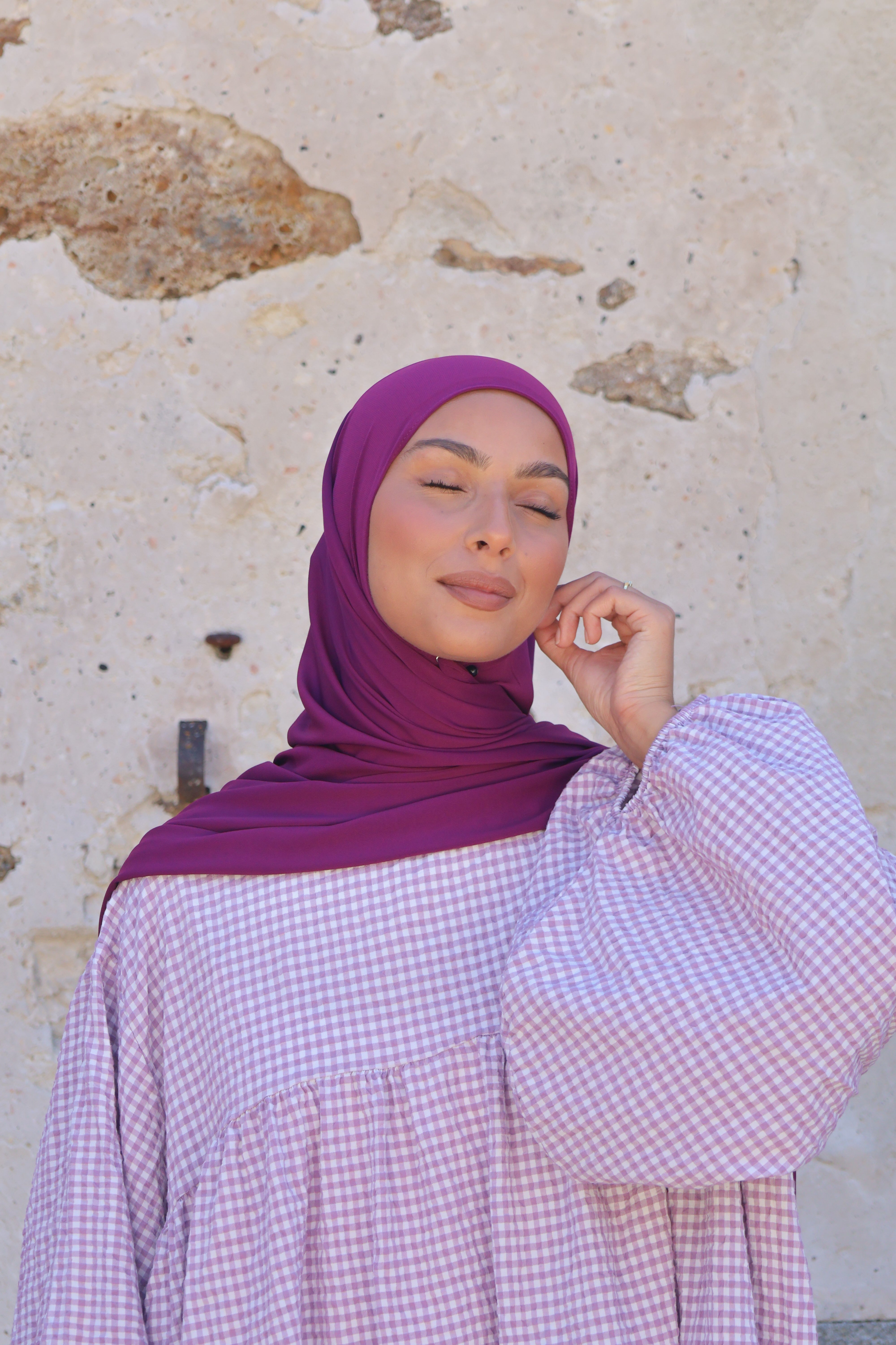 Hijab en jersey premium - Raisin