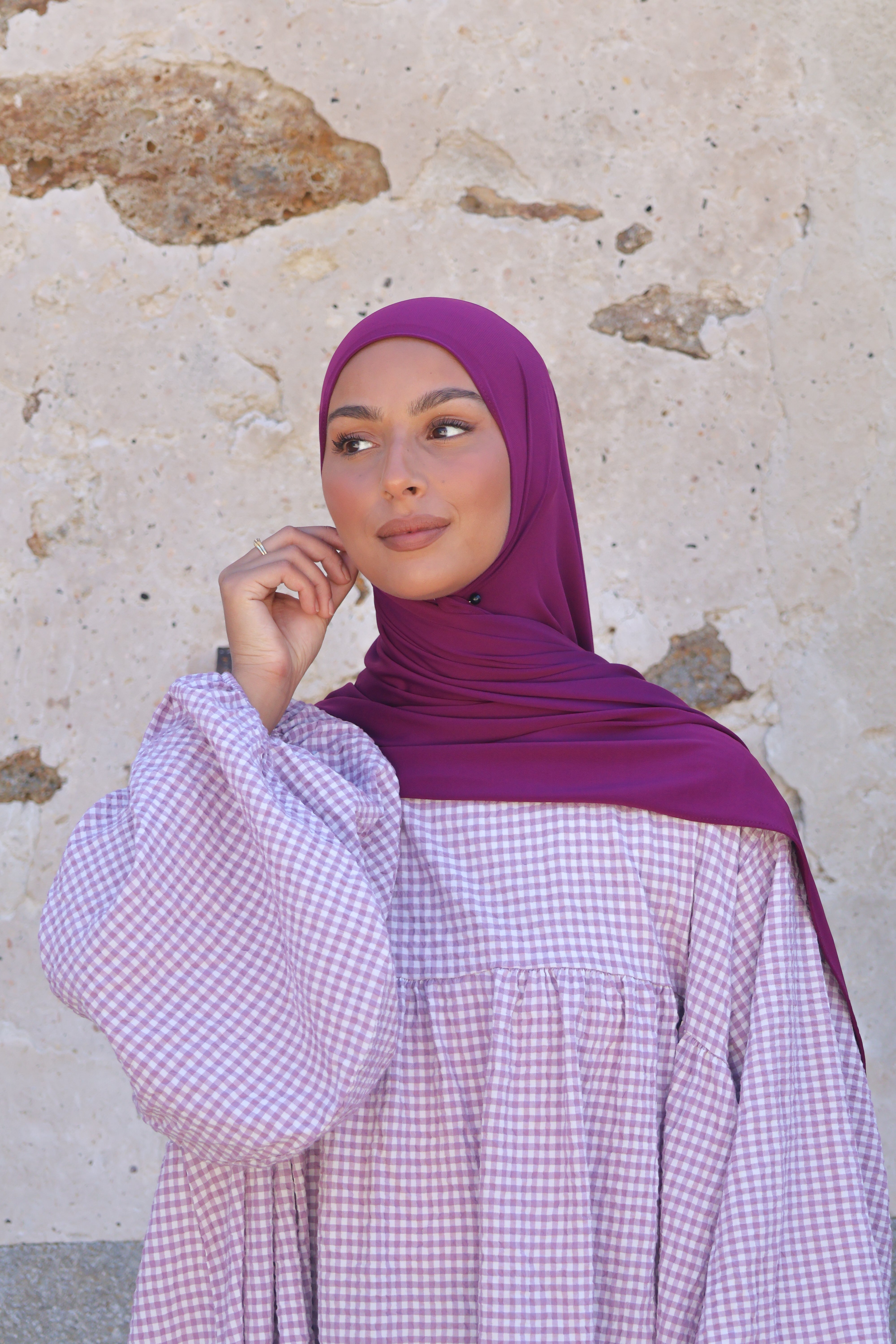 Hijab en jersey premium - Raisin