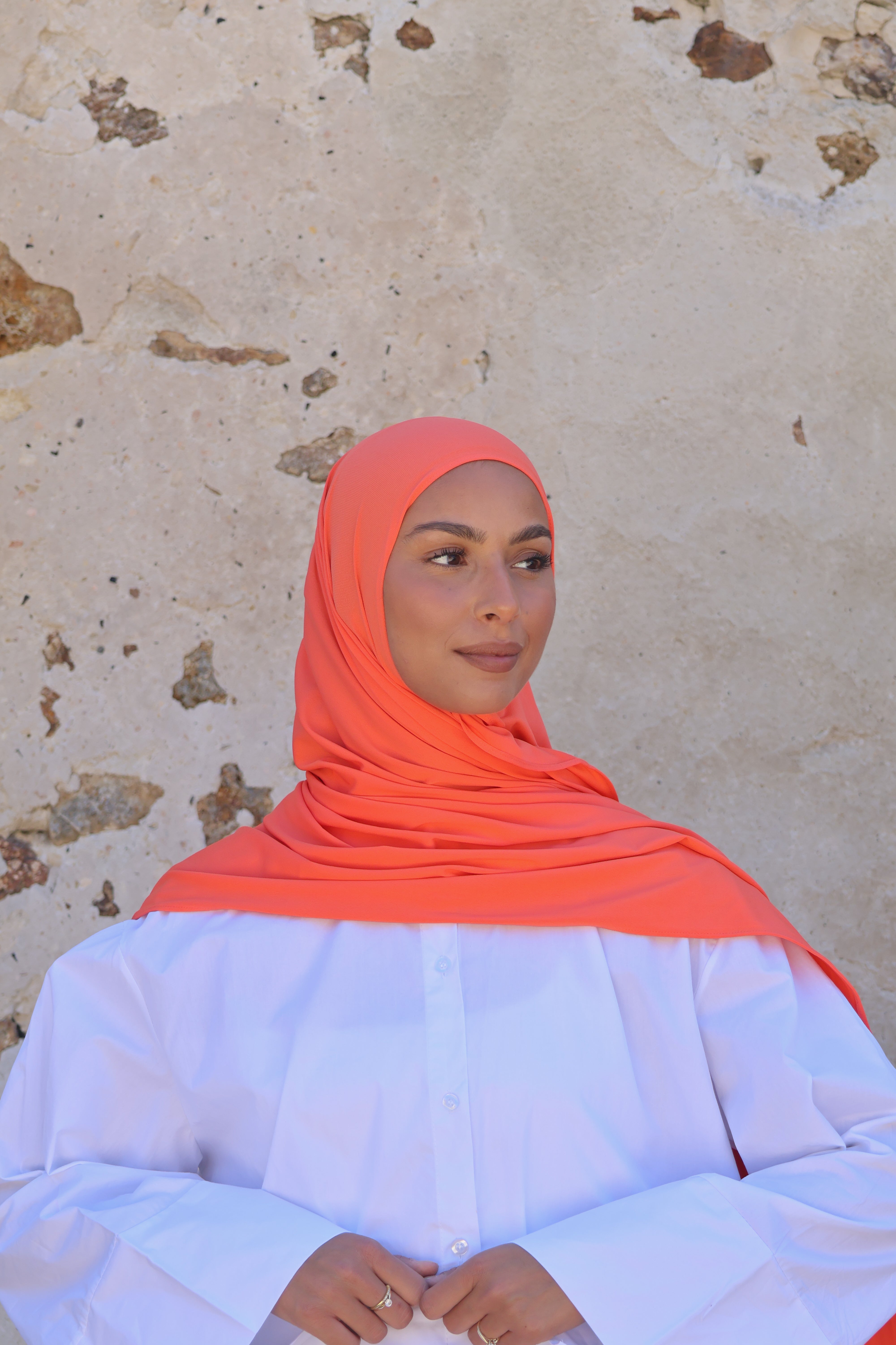 Hijab en jersey premium - Tangerine