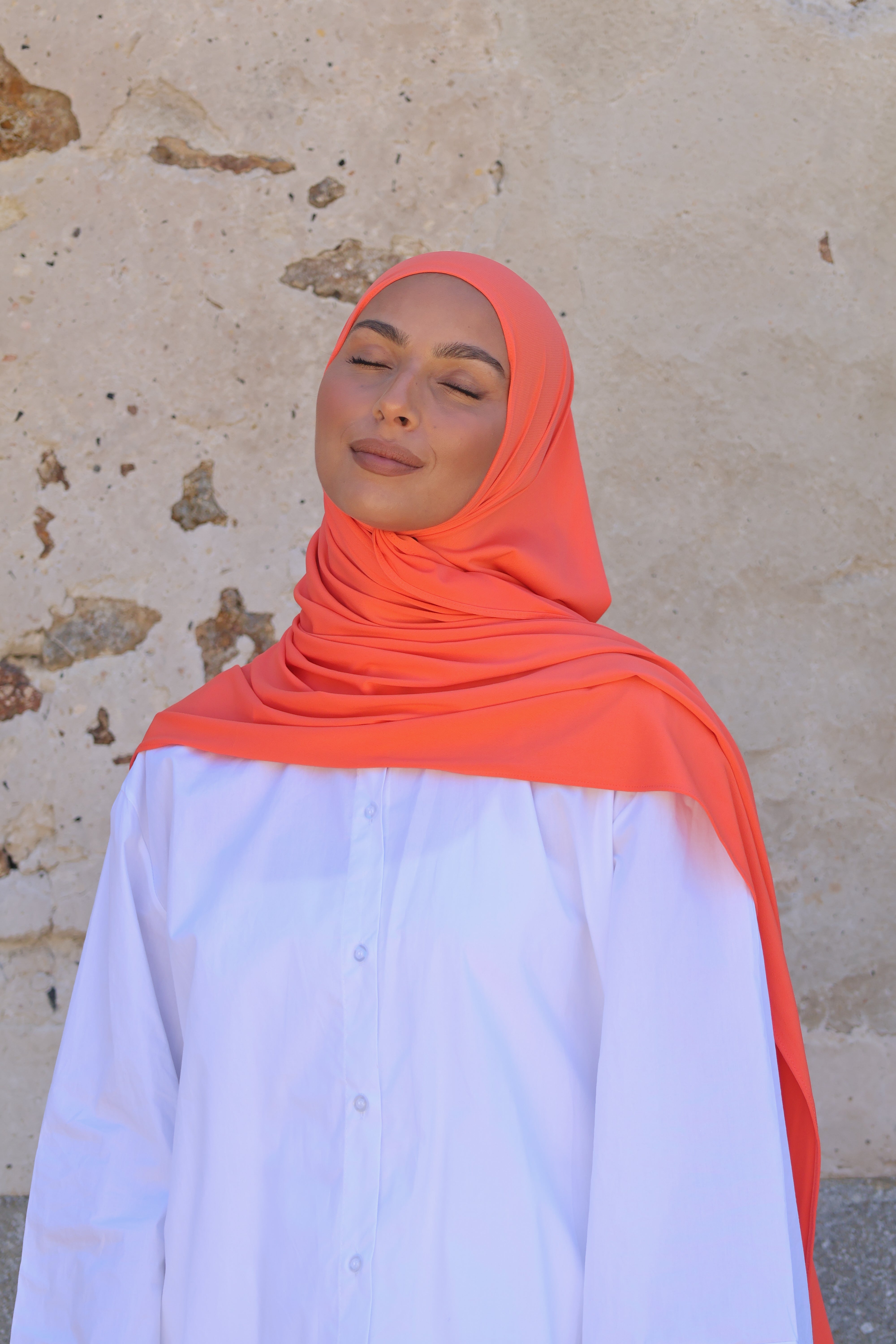 Hijab en jersey premium - Tangerine