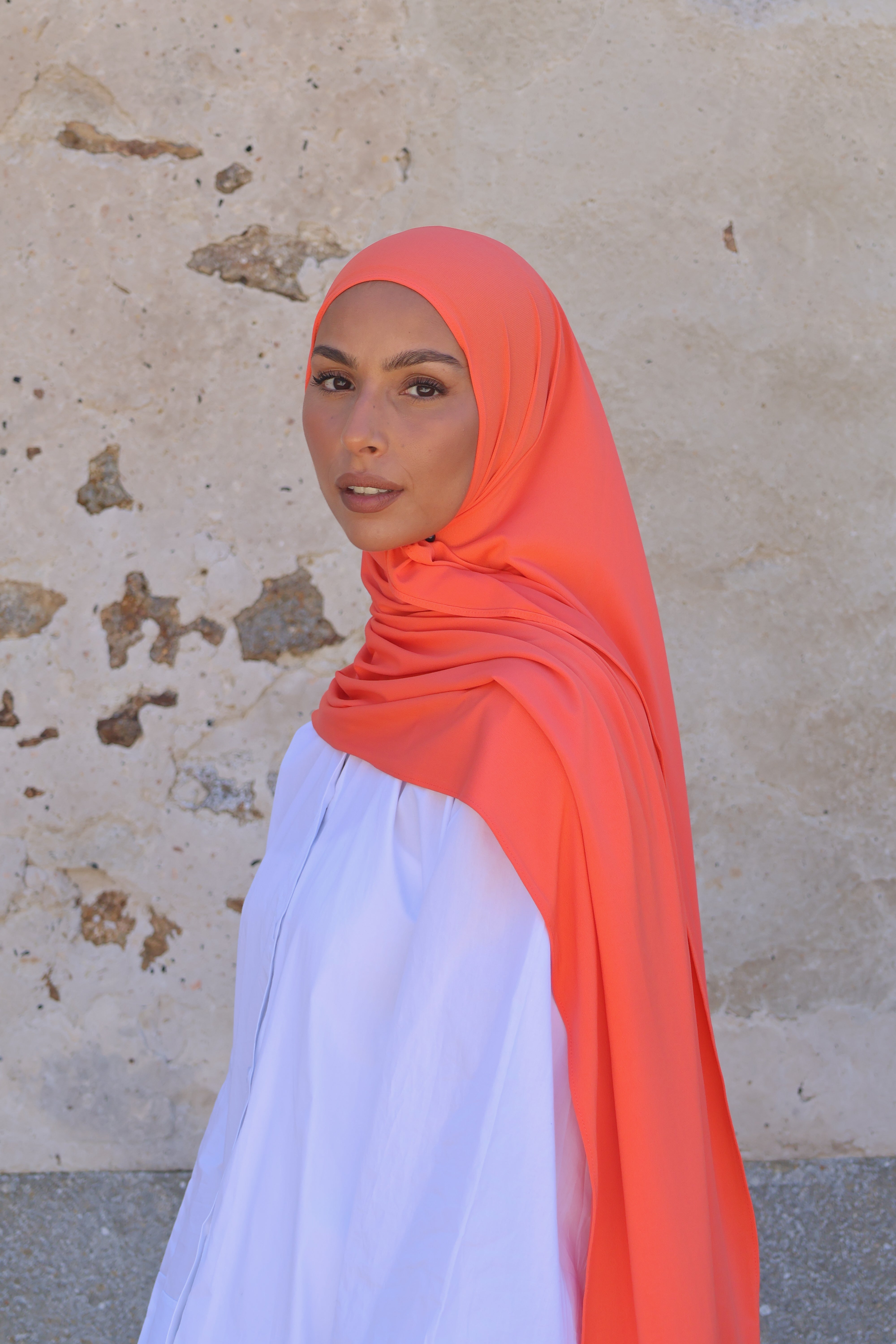Hijab en jersey premium - Tangerine